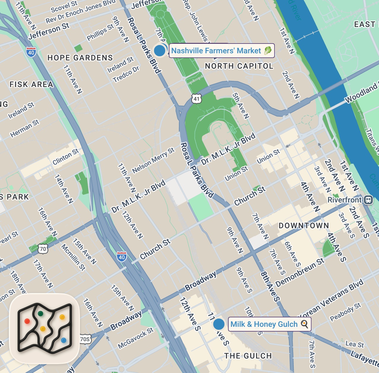 Map preview for $100 Food Challenge: National FARMERS Market