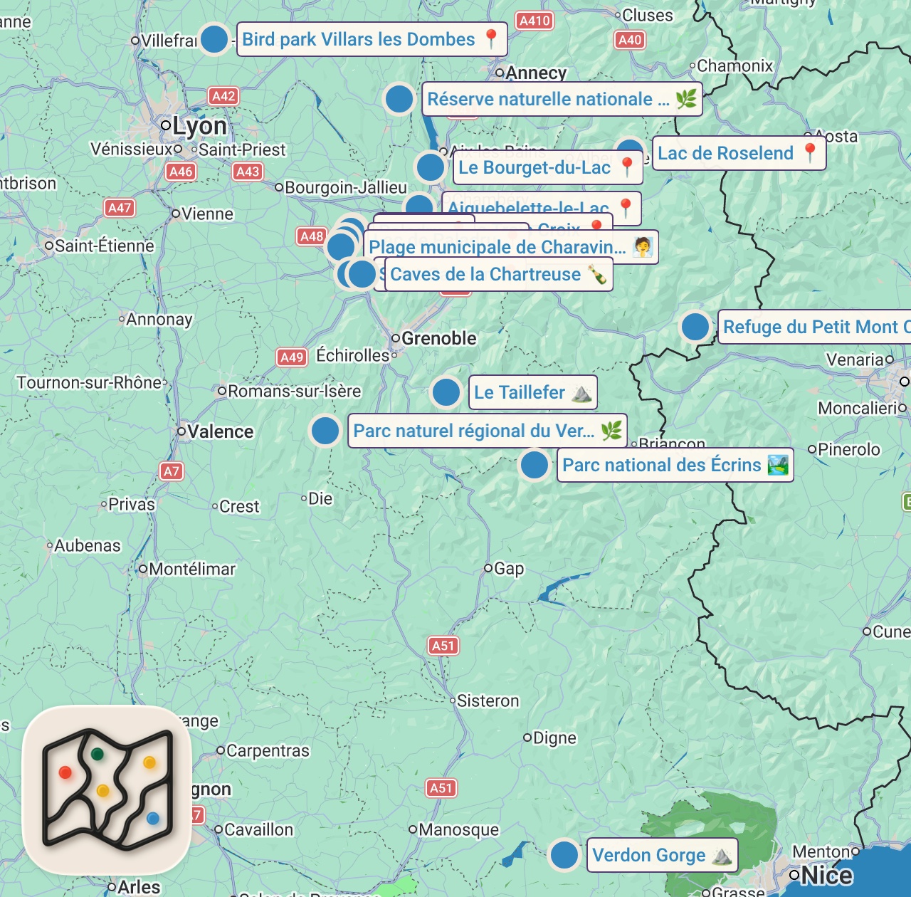 Map preview for Les plus beaux paysages naturels de France