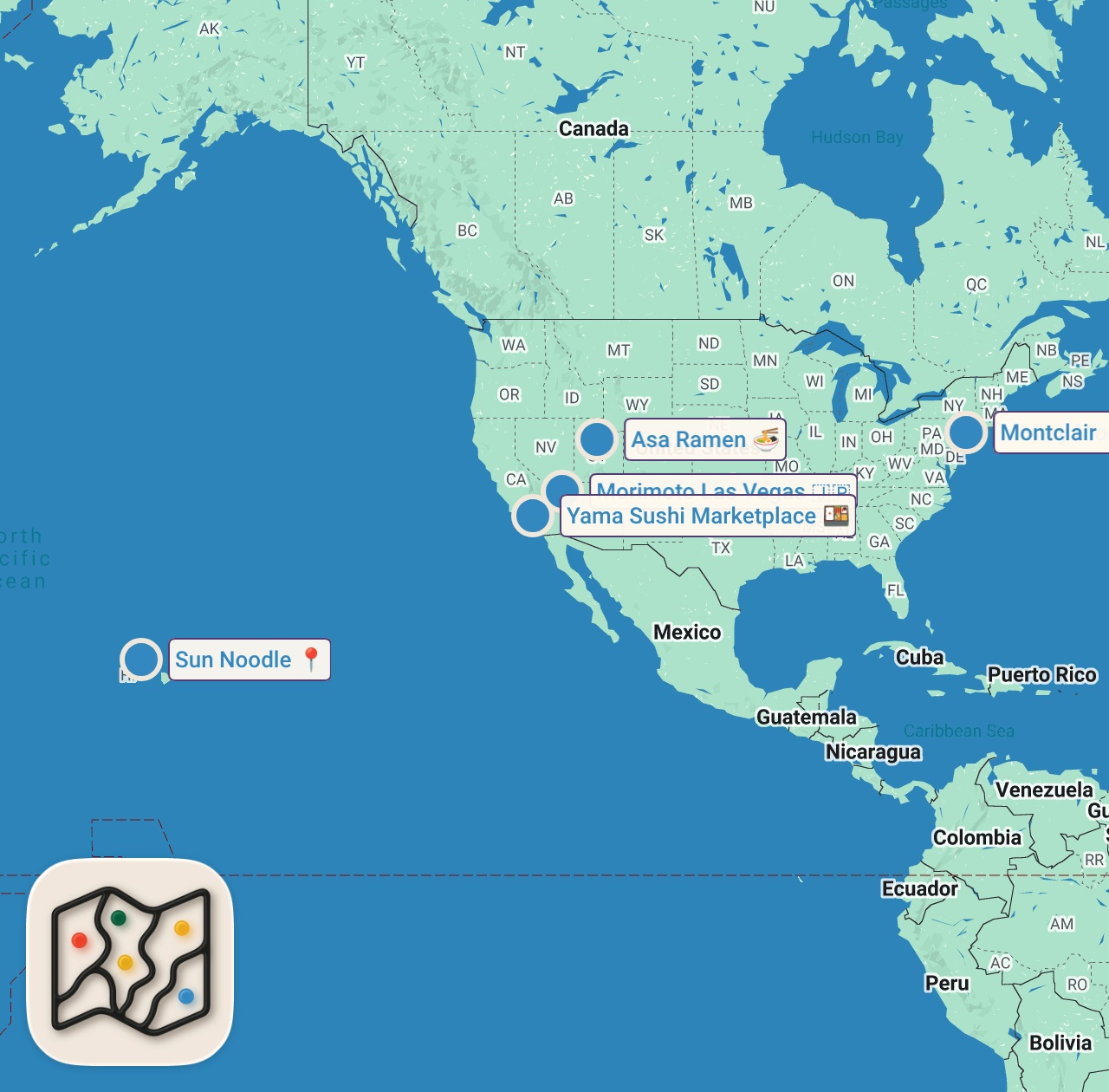 Map of 6 spots from When Italy Meets Japan, You Get Pasta Ramen — The Experts