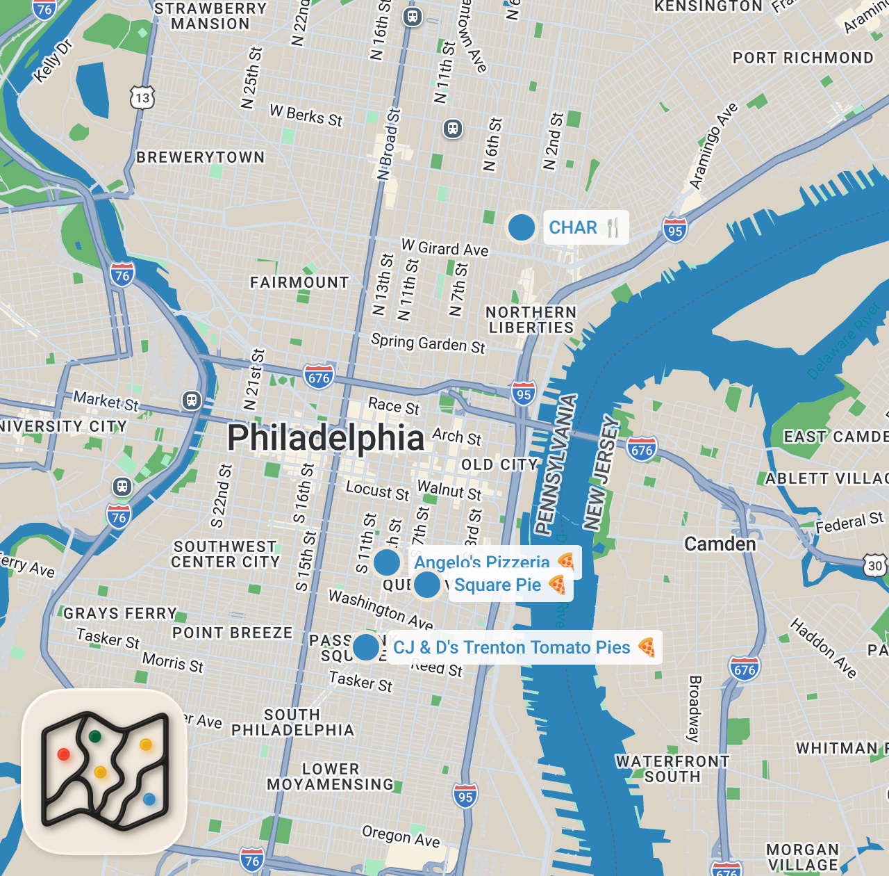 Map preview for National Pizza Day: Philly Edition.