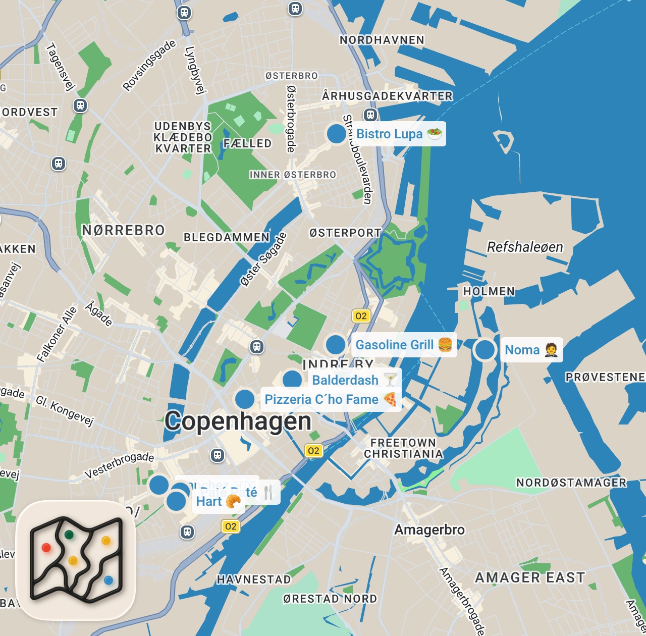 Map preview for 100 Hours of Eating in Copenhagen🇩🇰
