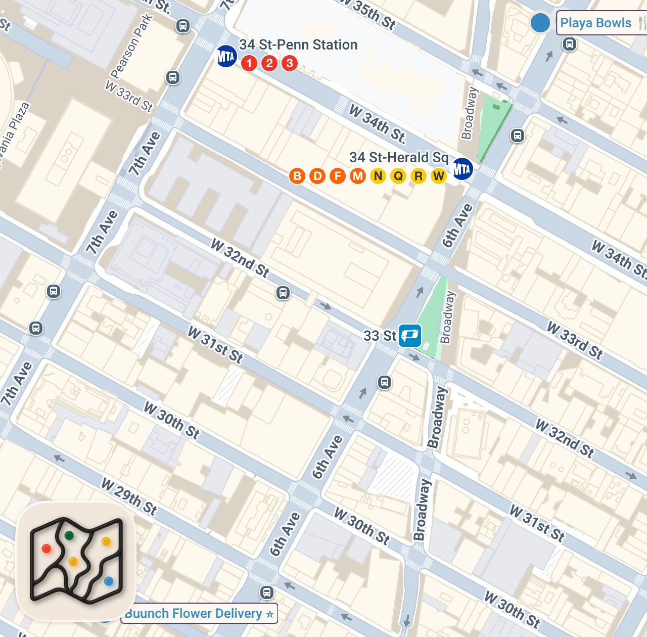Map of 2 spots from Letting strangers in NYC decide what we eat for a day #shorts