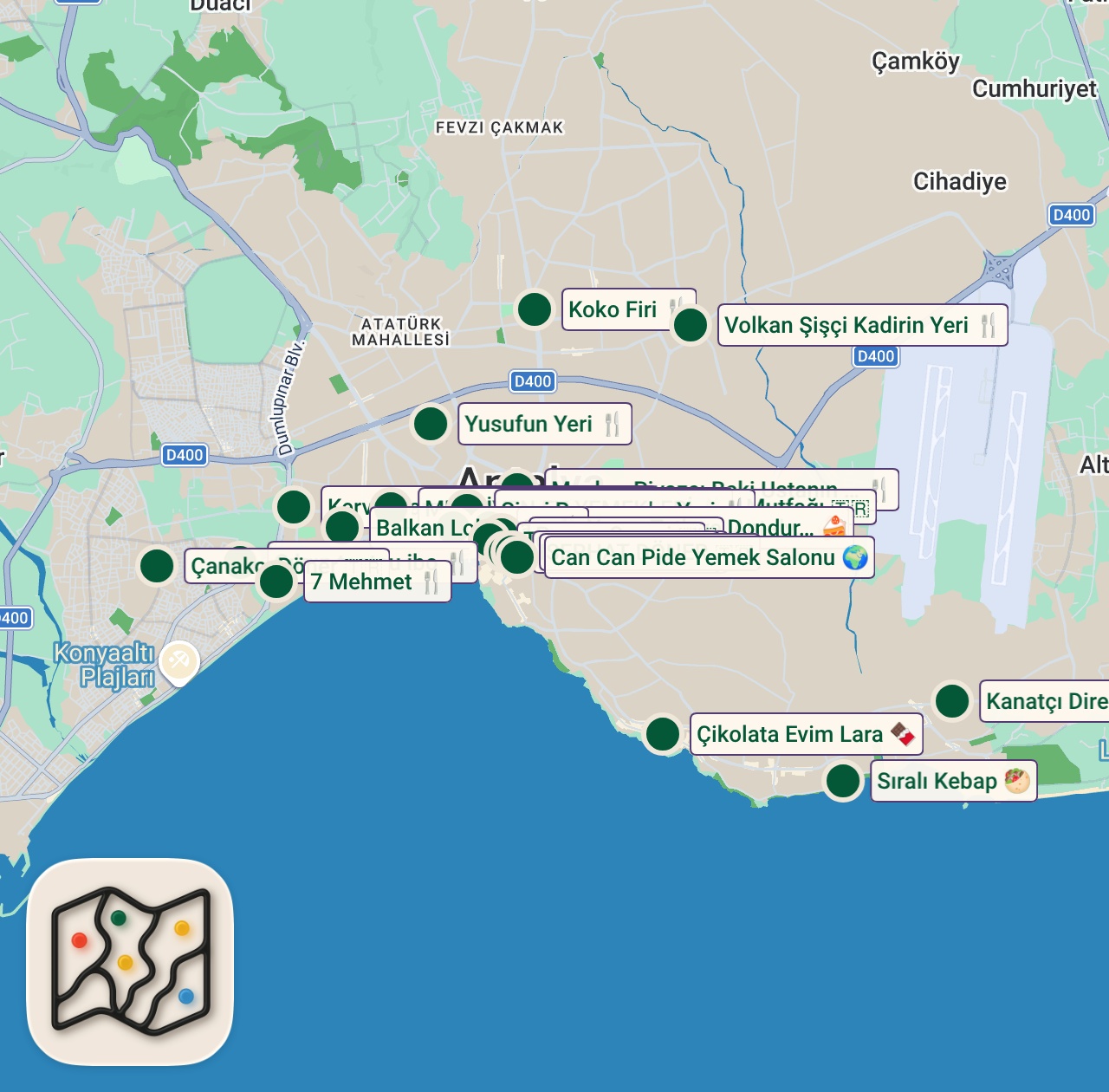 Shared map of 29 spots from Antalya 🇹🇷