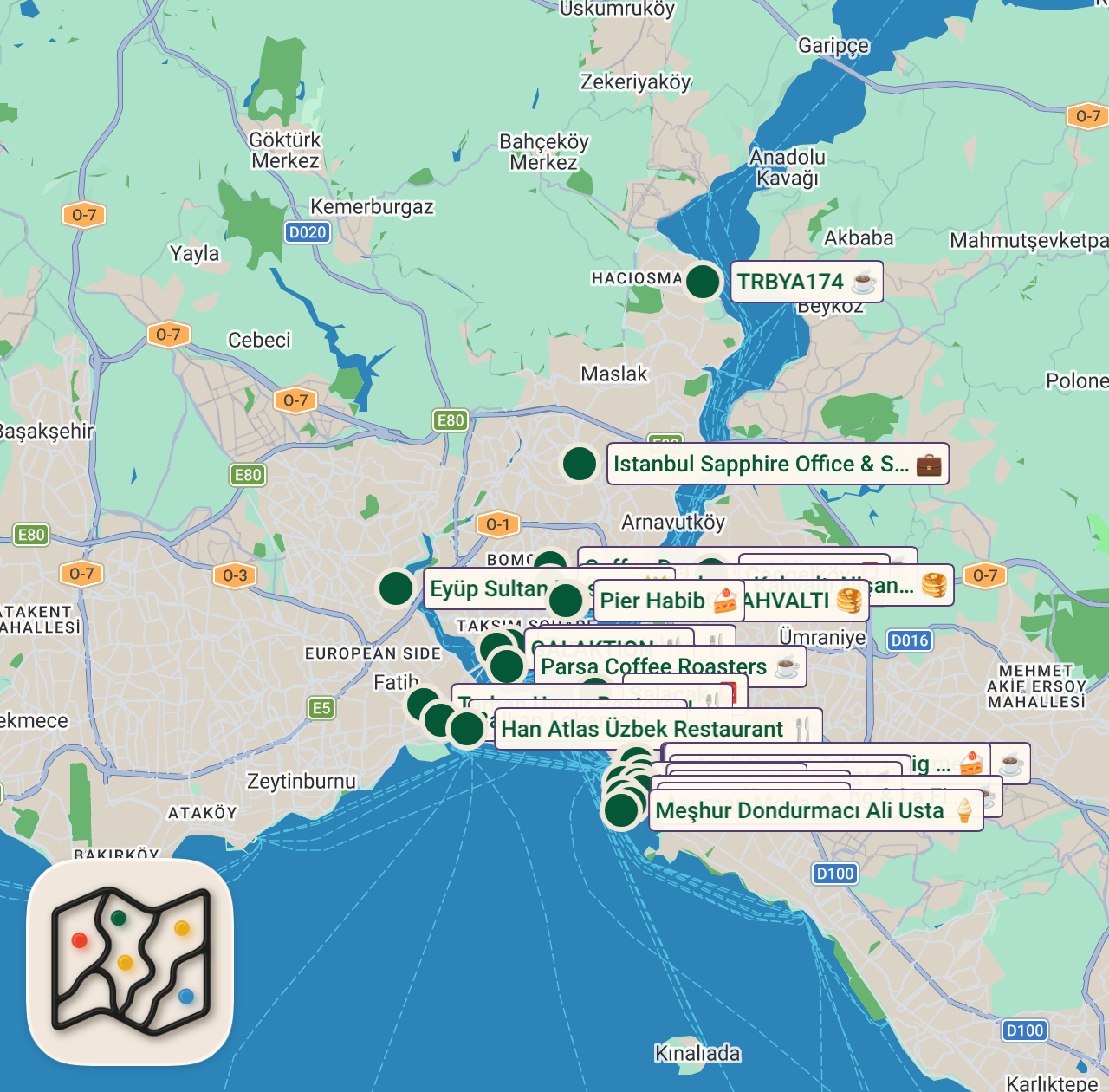 Shared map of 269 spots from OG ISTANBUL