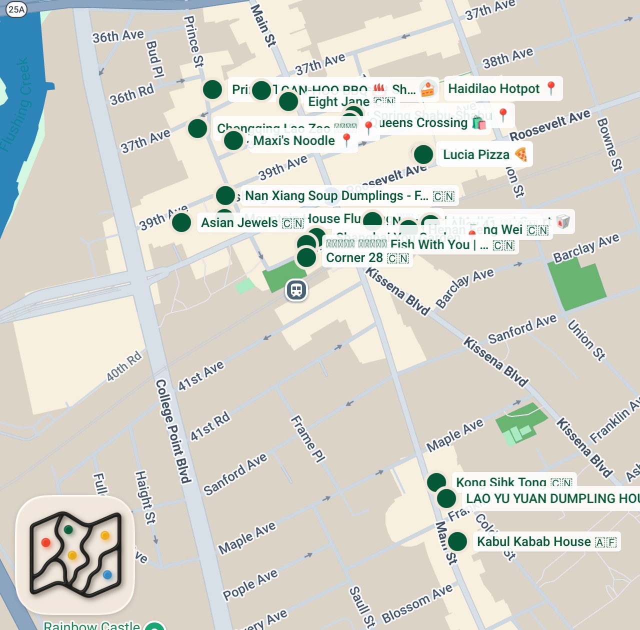 Shared map of 32 spots from Jackson Heights top spots