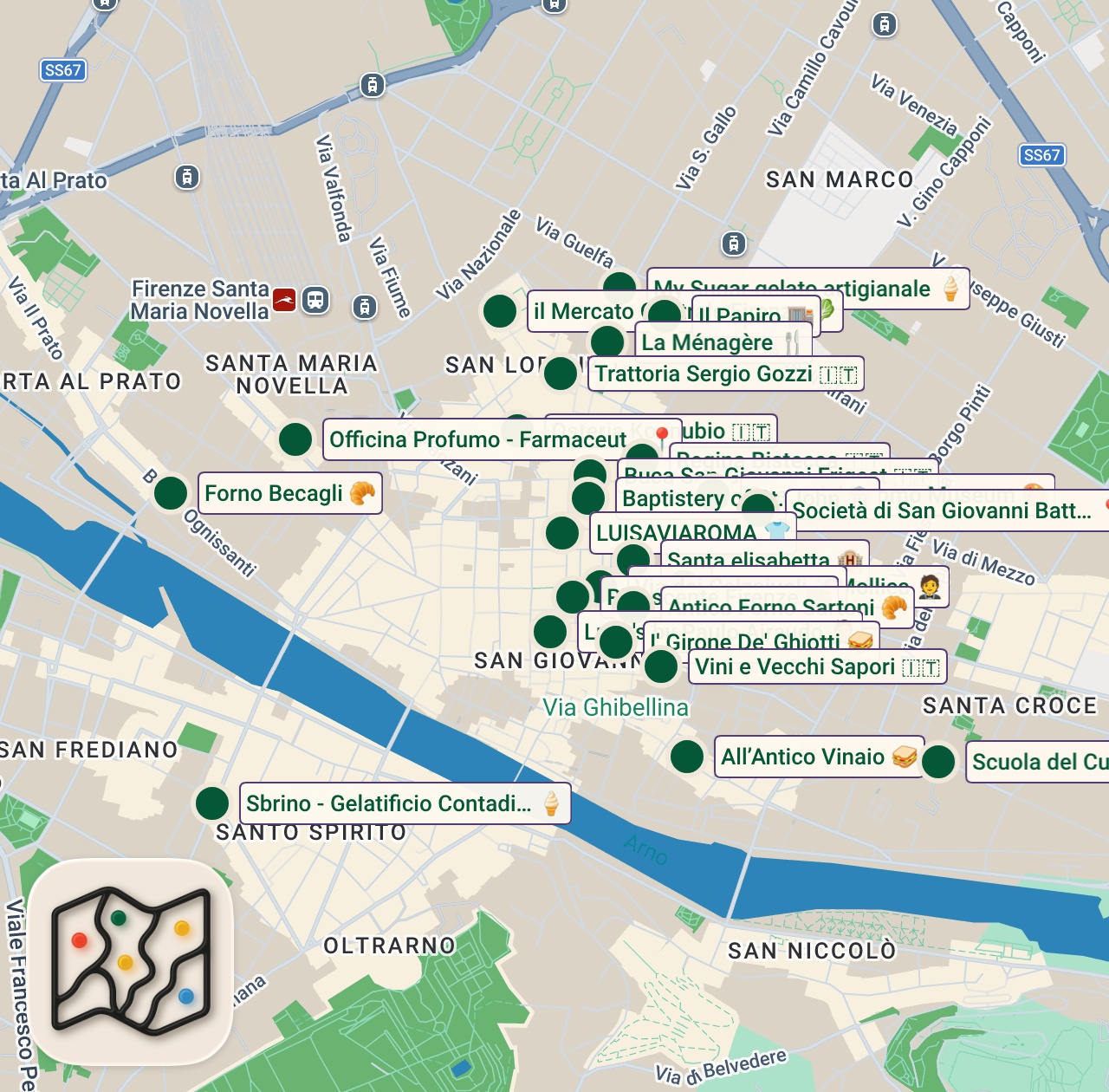Shared map of 25 spots from Best Itinerary In Florence, Italy 🇮🇹