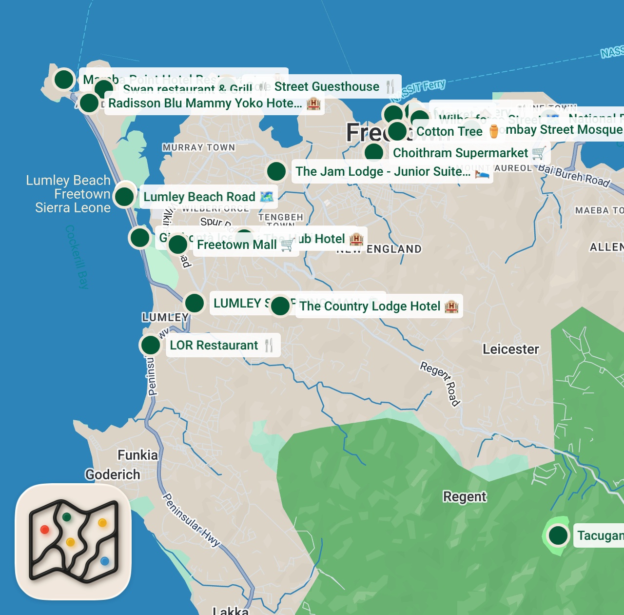 Map preview for Freetown, Sierra Leone 🇸🇱 - Latest 2026 Spots