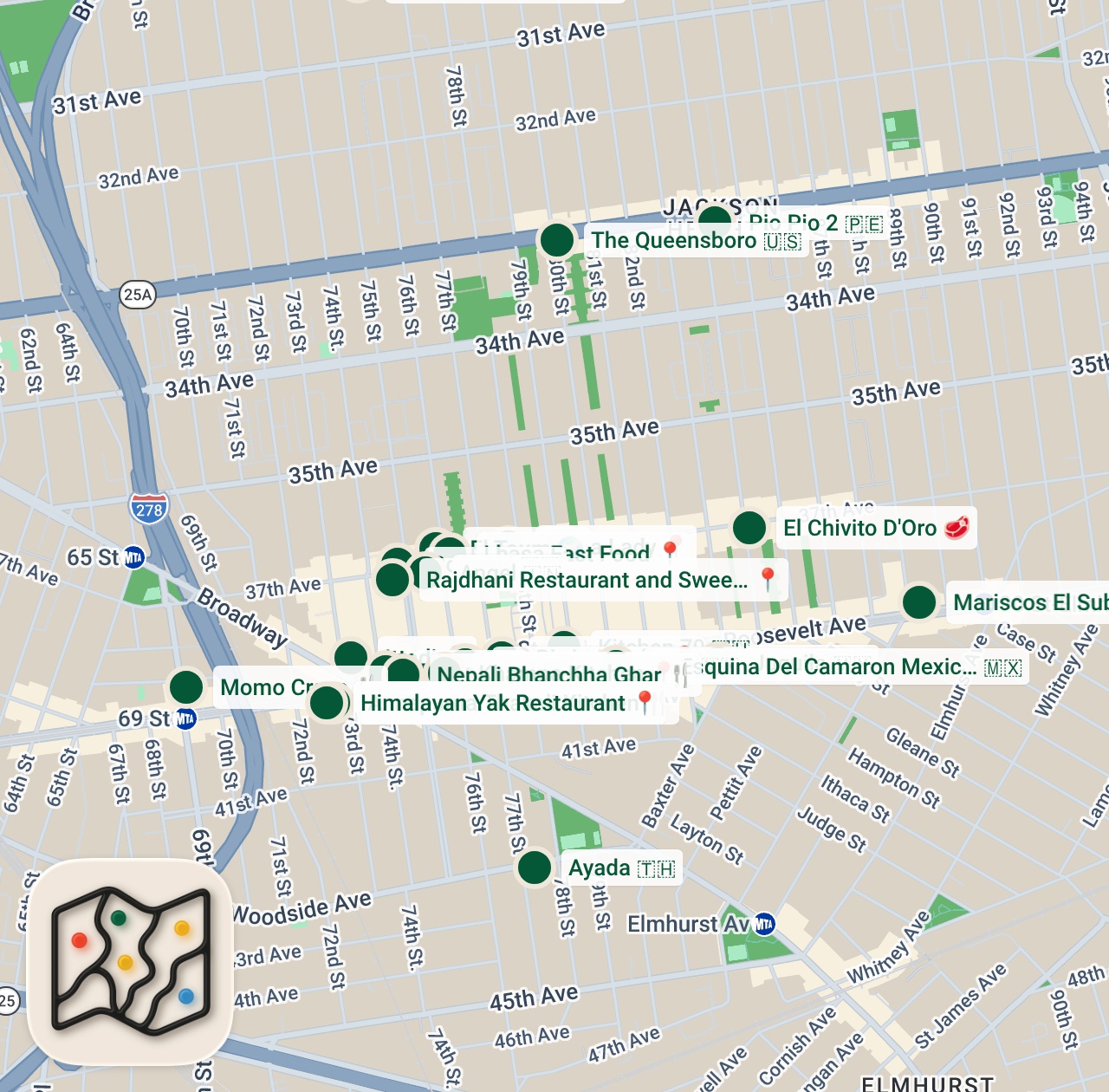 Shared map of 31 spots from New List. JH