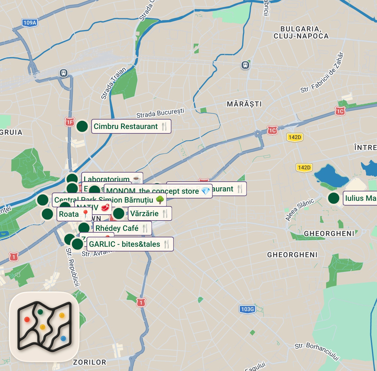 Shared map of 16 spots from Cluj-Napoca Trip