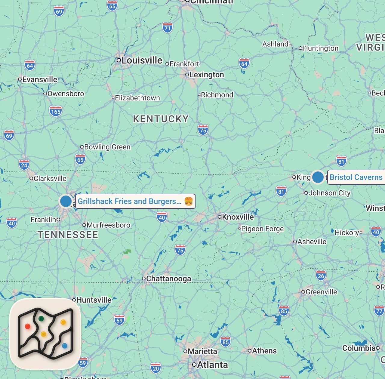 Map of 2 spots from Eating At SKETCHY Restaurants For 24 Hours...(Gross) Part 3