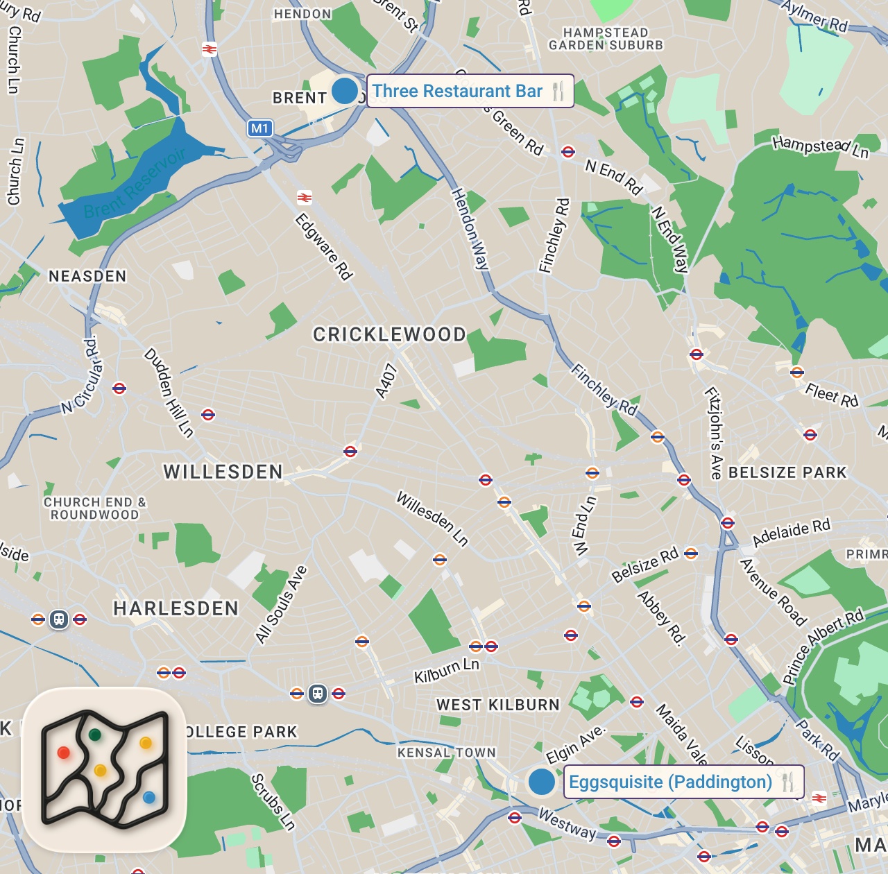 Map of 2 spots from I Tried the Worst Breakfasts in London