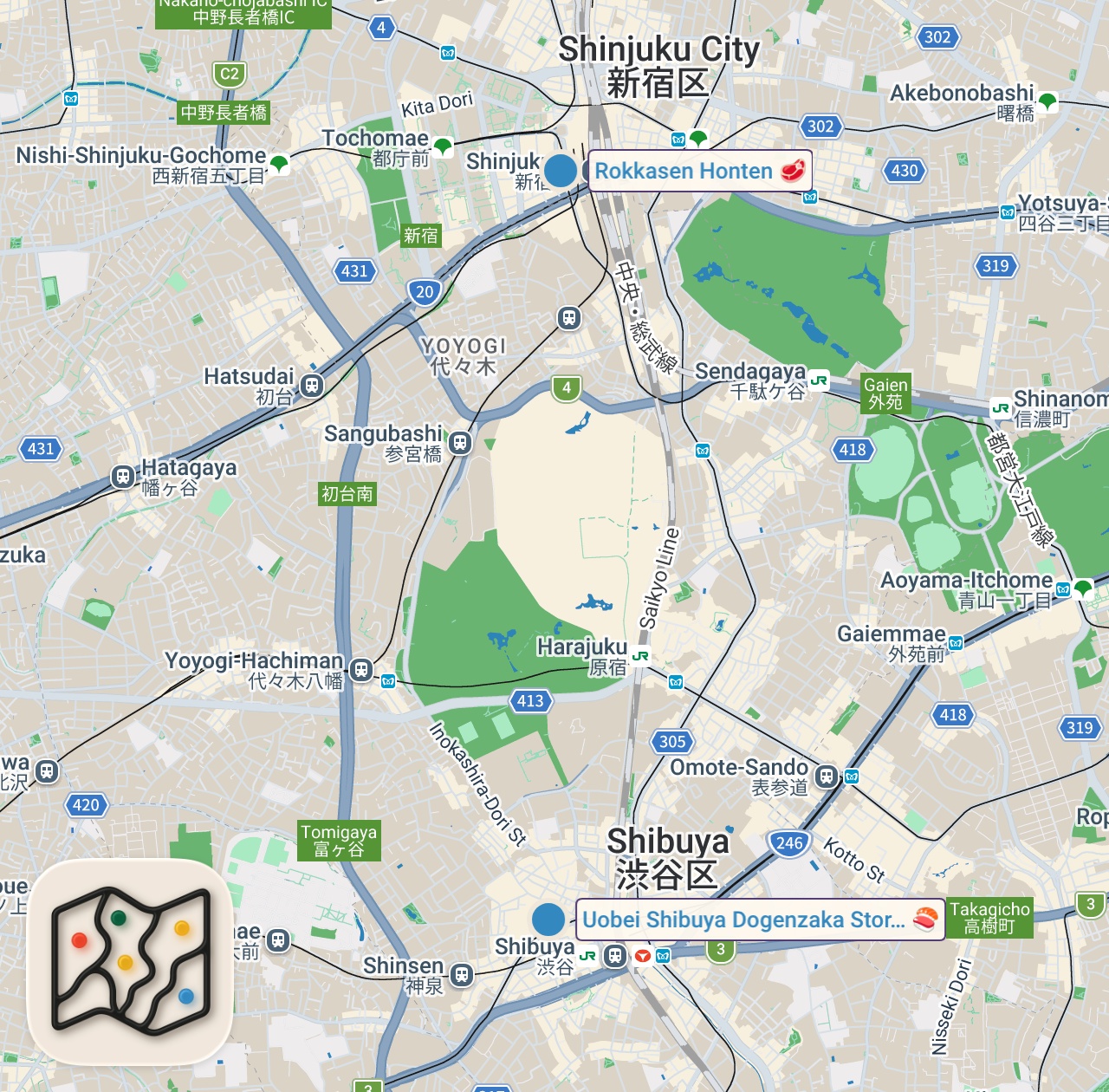 Map preview for Top 9 Best Restaurants in Tokyo Japan 2026