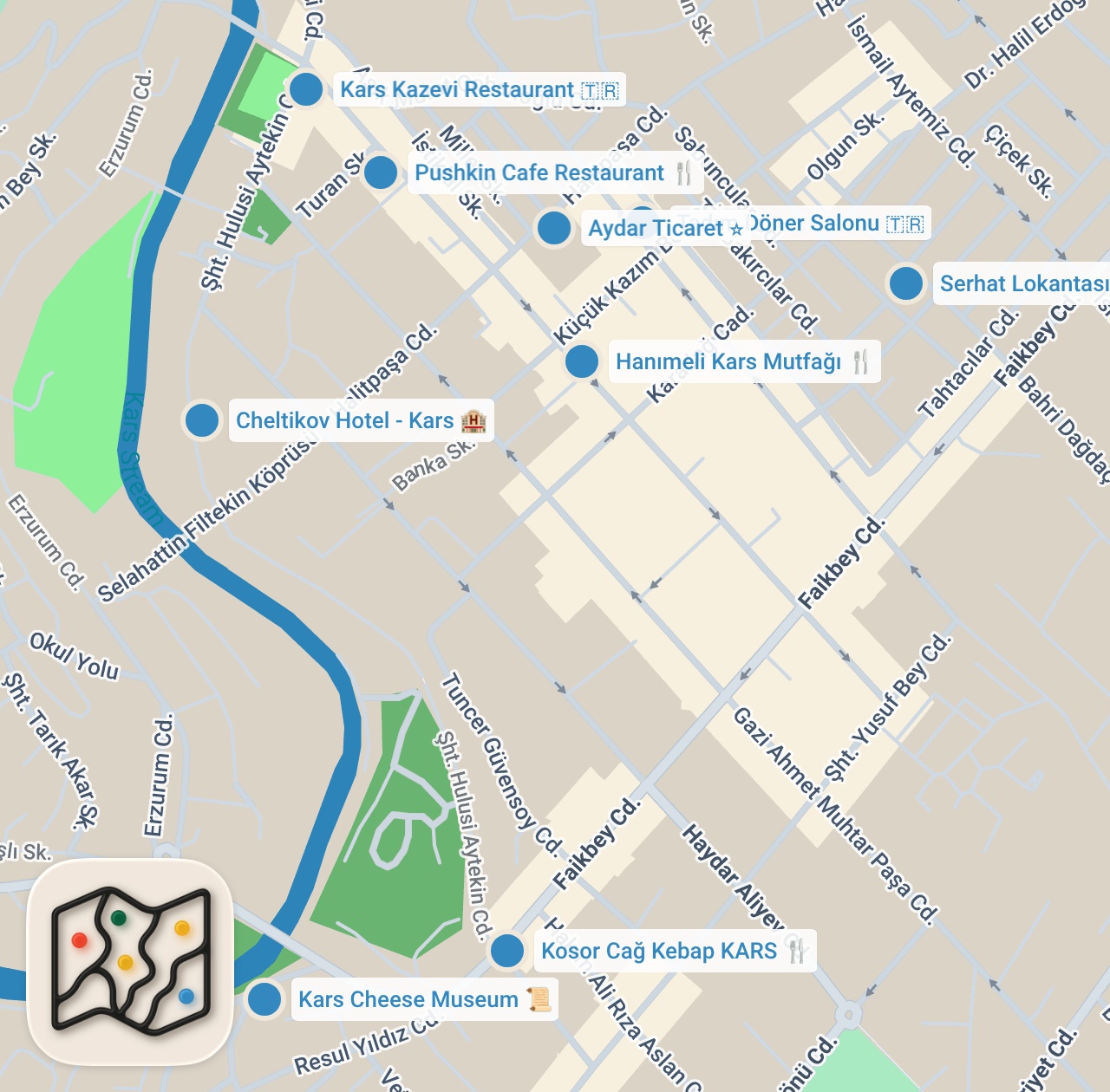 Map preview for KARS LEZZET REHBERİ (Gravyer, piti, tırnak paça, hangel, kaz, gafil gonah) - Ayaküstü Lezzetler