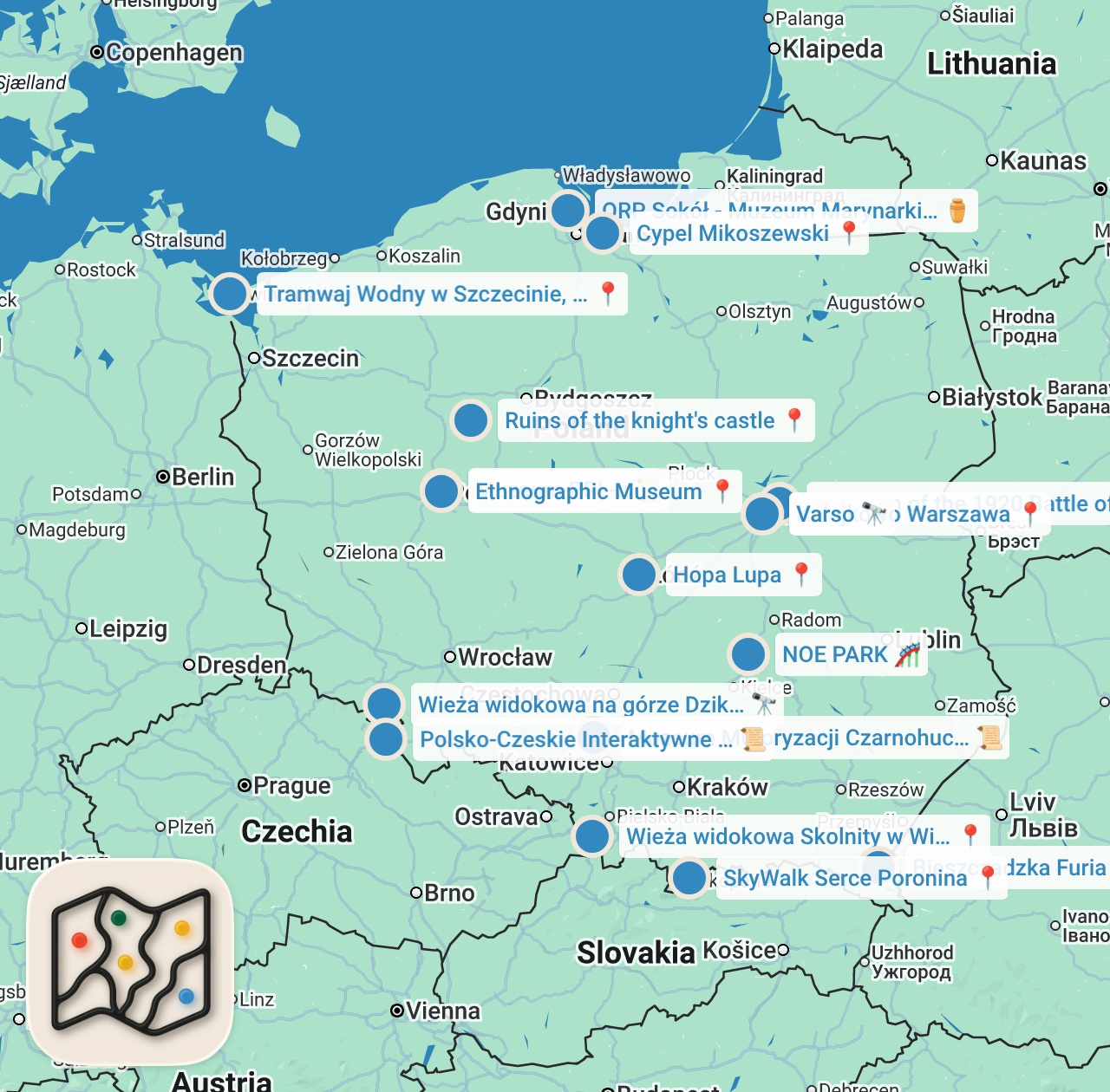 Map preview for 19 nowych atrakcji w Polsce. Ten rok to przesada