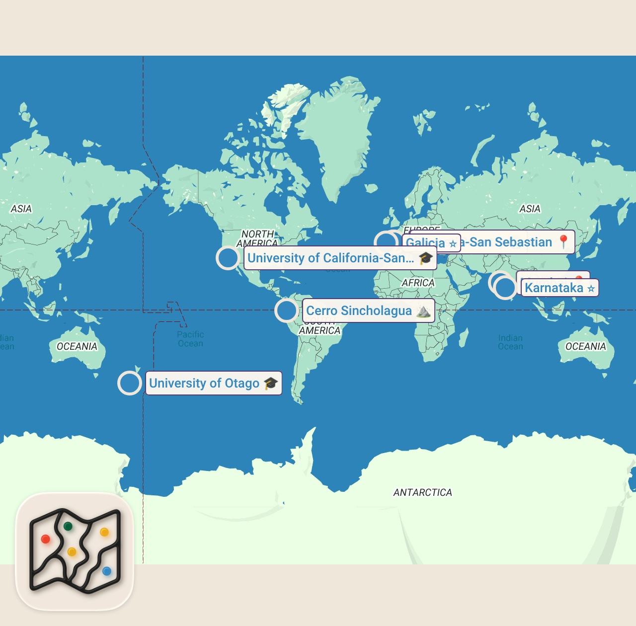 Map of 8 spots from OUR STORY: WHAT WE HAVEN'T TOLD YOU ABOUT US