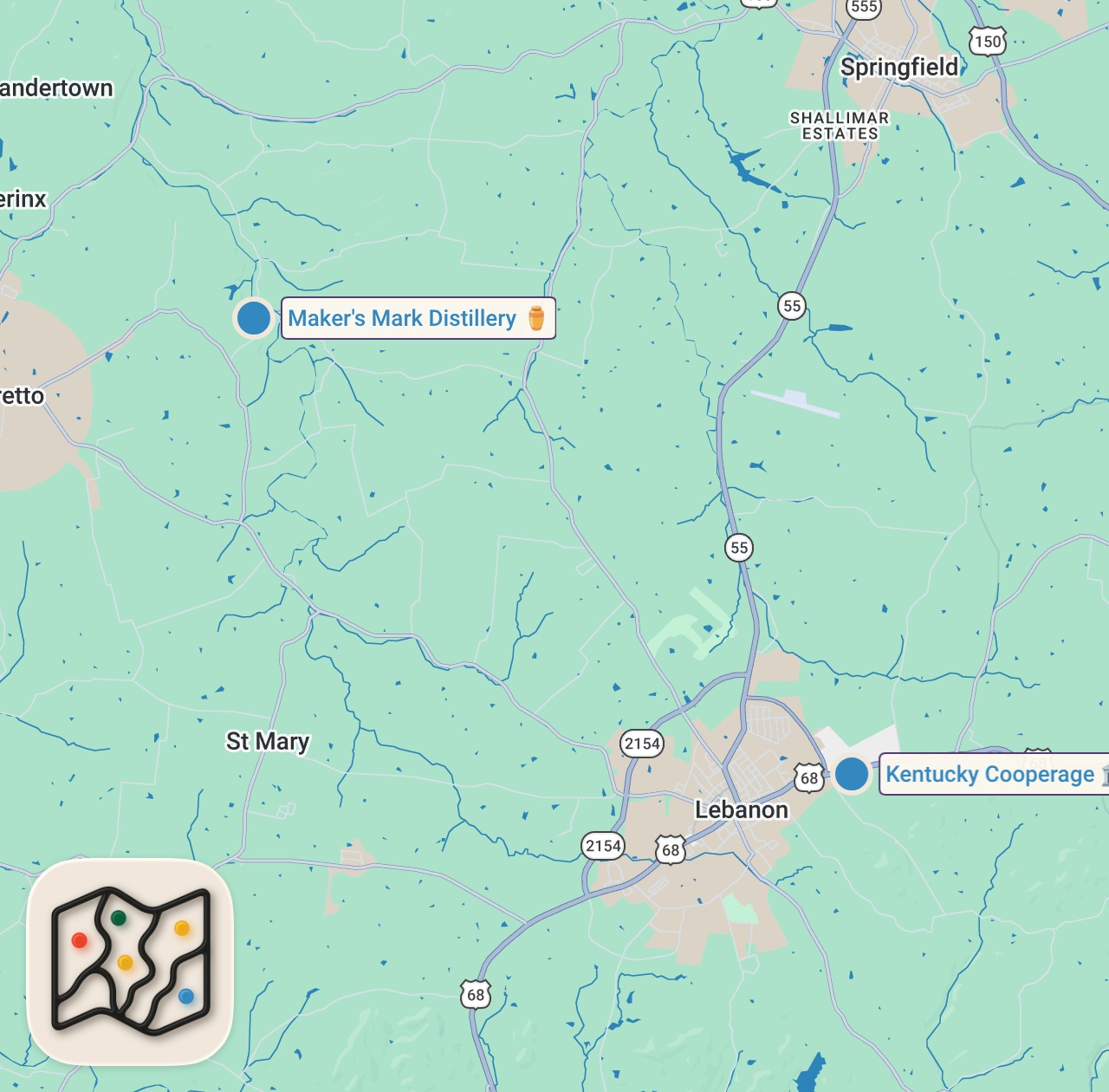Map preview for How the Maker's Mark Distillery Produces 24 Million Bottles of Bourbon per Year — Dan Does