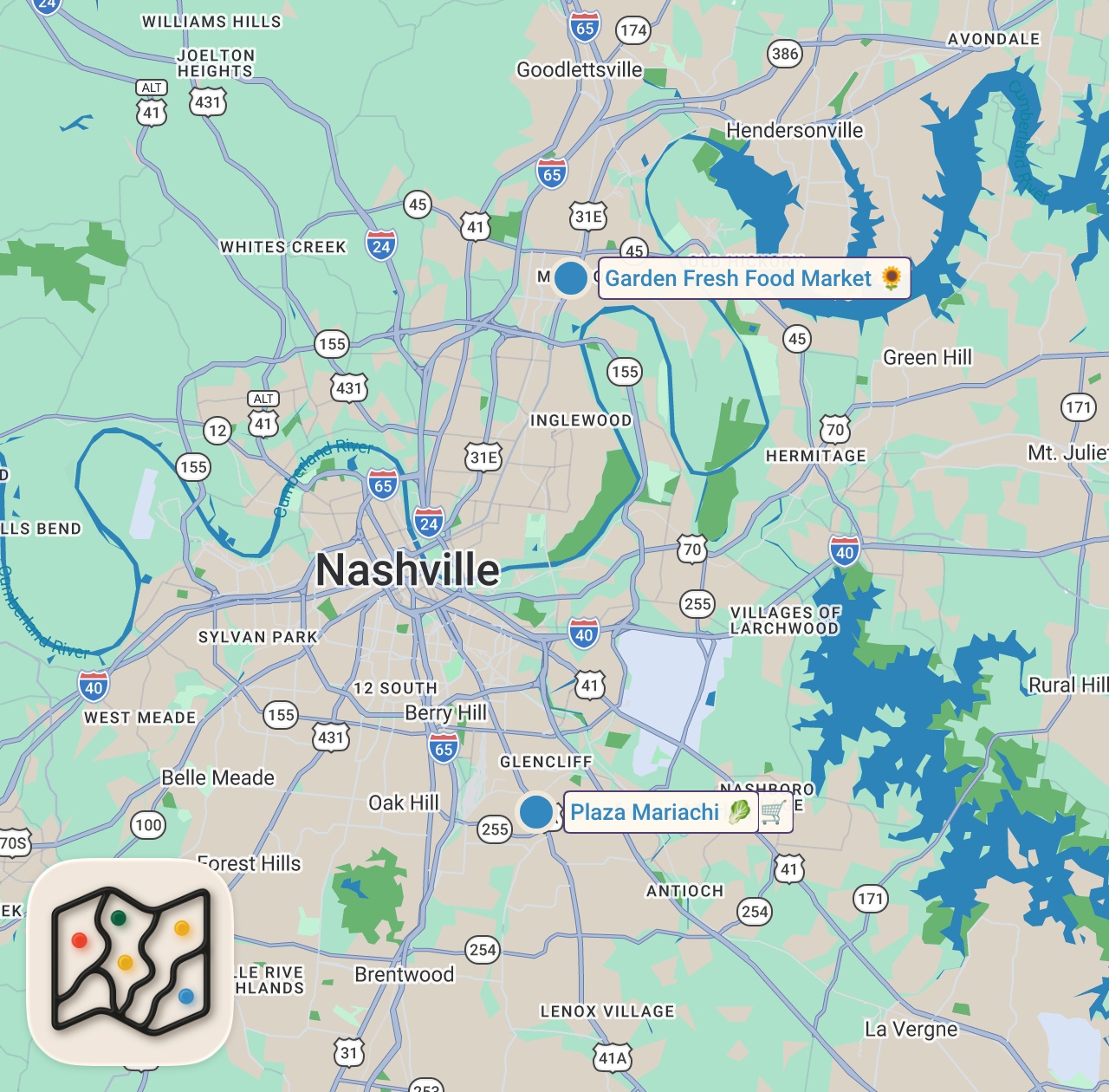 Map preview for Eating at Mexican Markets in The South For 24 Hours…