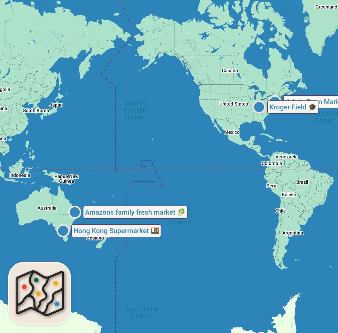 Map of 5 spots from Best Meals by Pro Chefs of 2023! Compilation Part 2