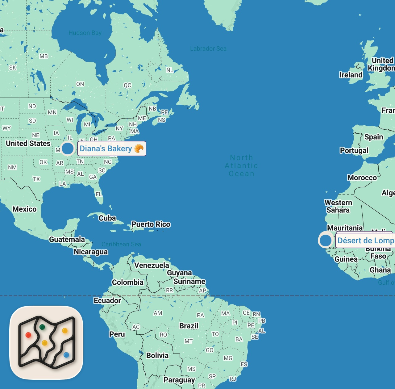 Map of 4 spots from Whole Chicken + 10 Onions!! FOOD IN AFRICA - Senegal’s Unbelievable Chicken Yassa!!