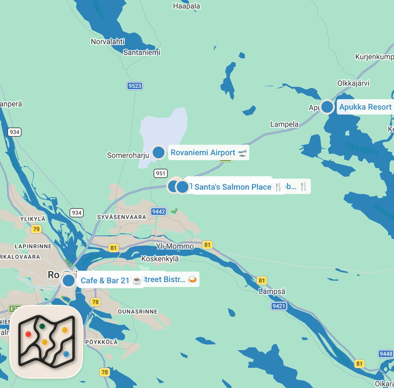Map preview for How to Spend 3 Days in ROVANIEMI Finland | Lapland Winter Itinerary