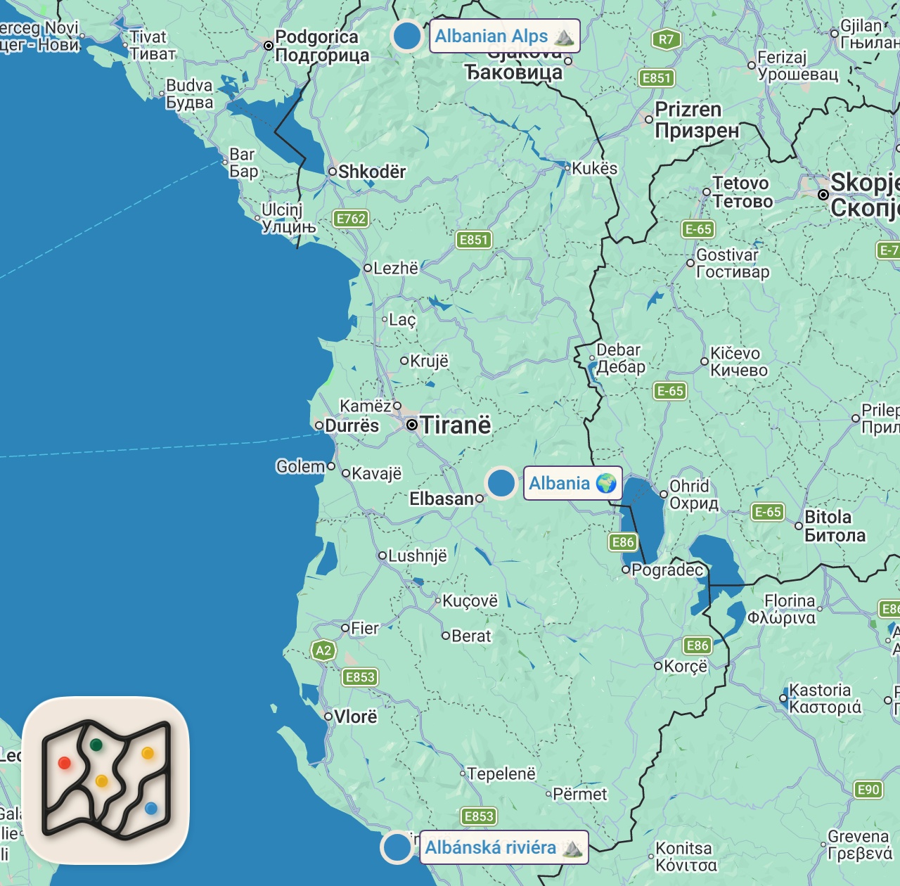 Map of 3 spots from Europas mest prisvärda semesterdestination?