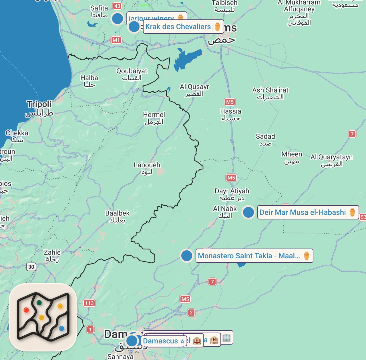 Map of 11 spots from Best STREET FOOD in Syria!! 31 Syrian Meals - Damascus to Aleppo!! [Full Documentary]