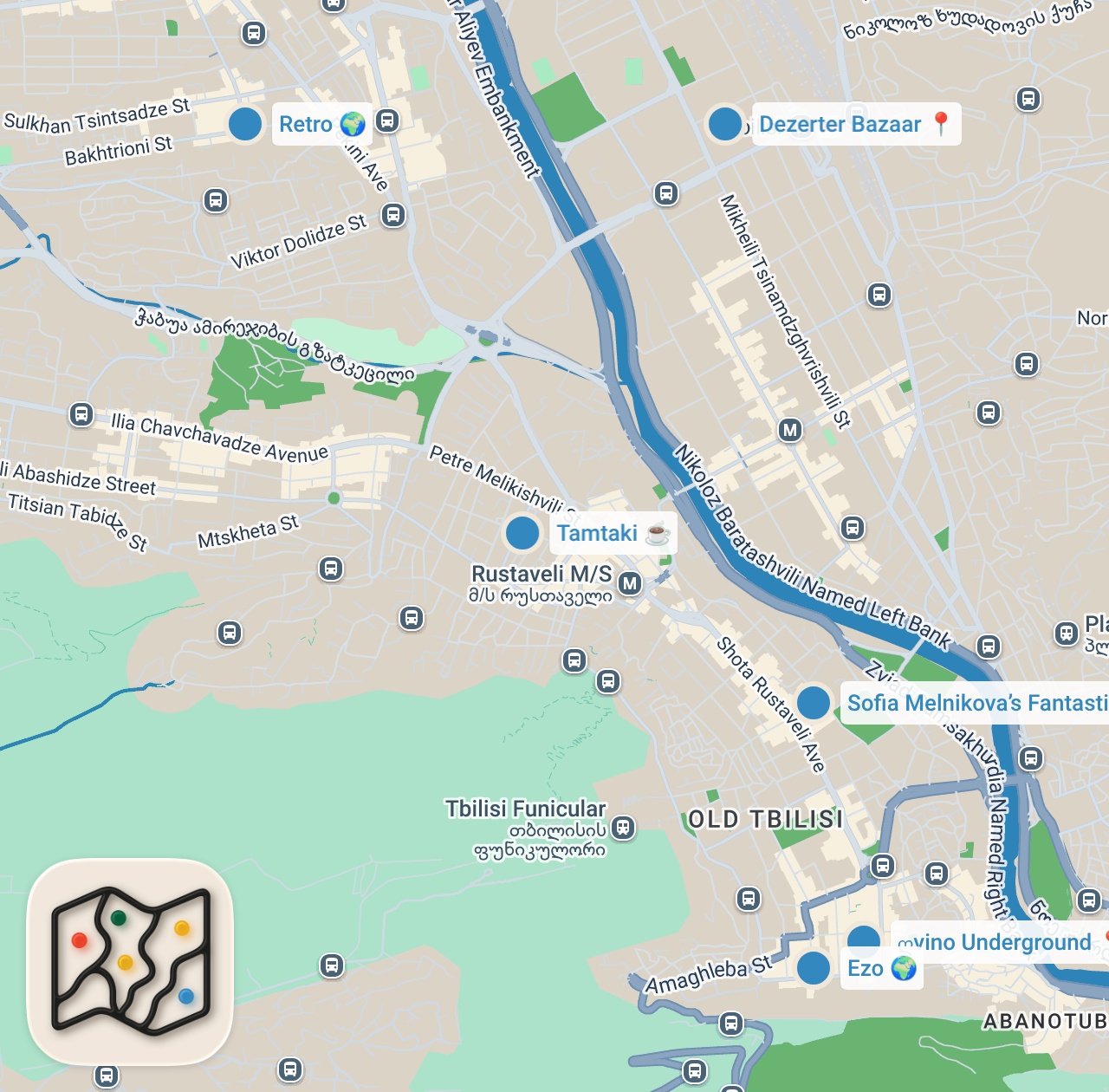 Map preview for Ultimate Georgian Food Tour!! 🇬🇪 TITANIC CHEESE BOAT + Market Tour in Tbilisi, Georgia!!