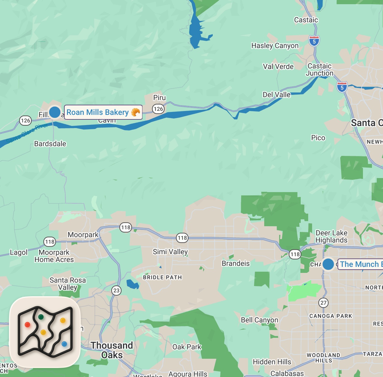 Map of 2 spots from Eating At SKETCHY Restaurants For 24 Hours (LA Edition)