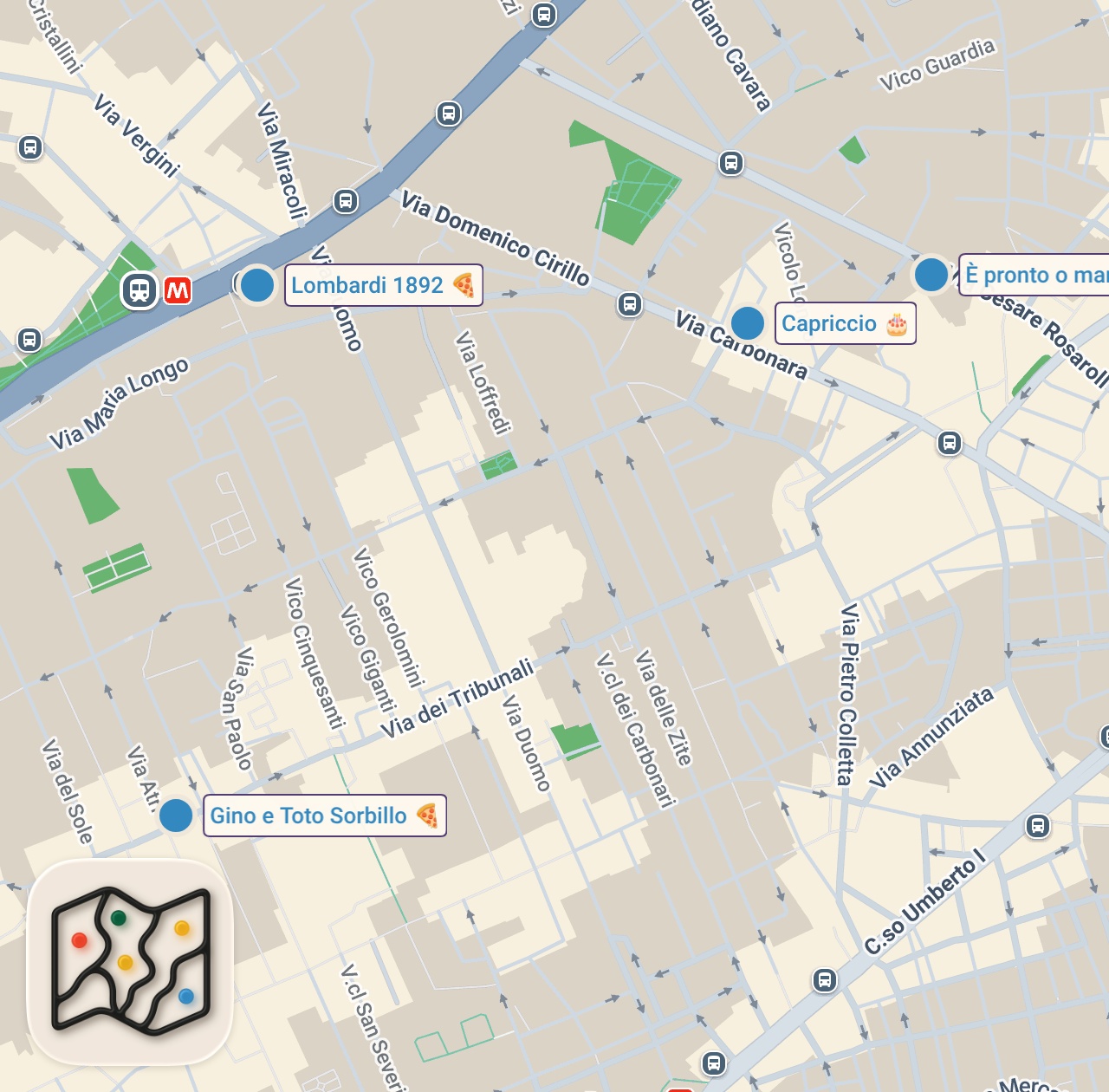 Map of 4 spots from Italian Street Food in Naples!! SEAFOOD SPAGHETTI + Pizza in Naples, Italy!!