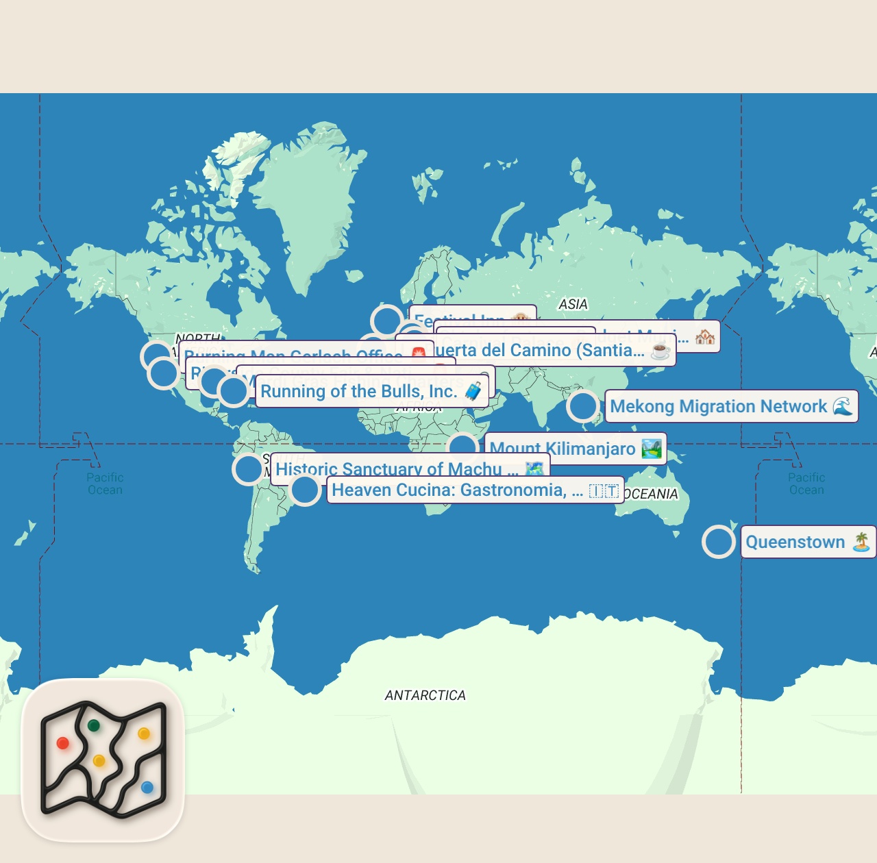 Map of 13 spots from 13 Essential Bucket List Trips to Make Before 30 | World Travel Guide