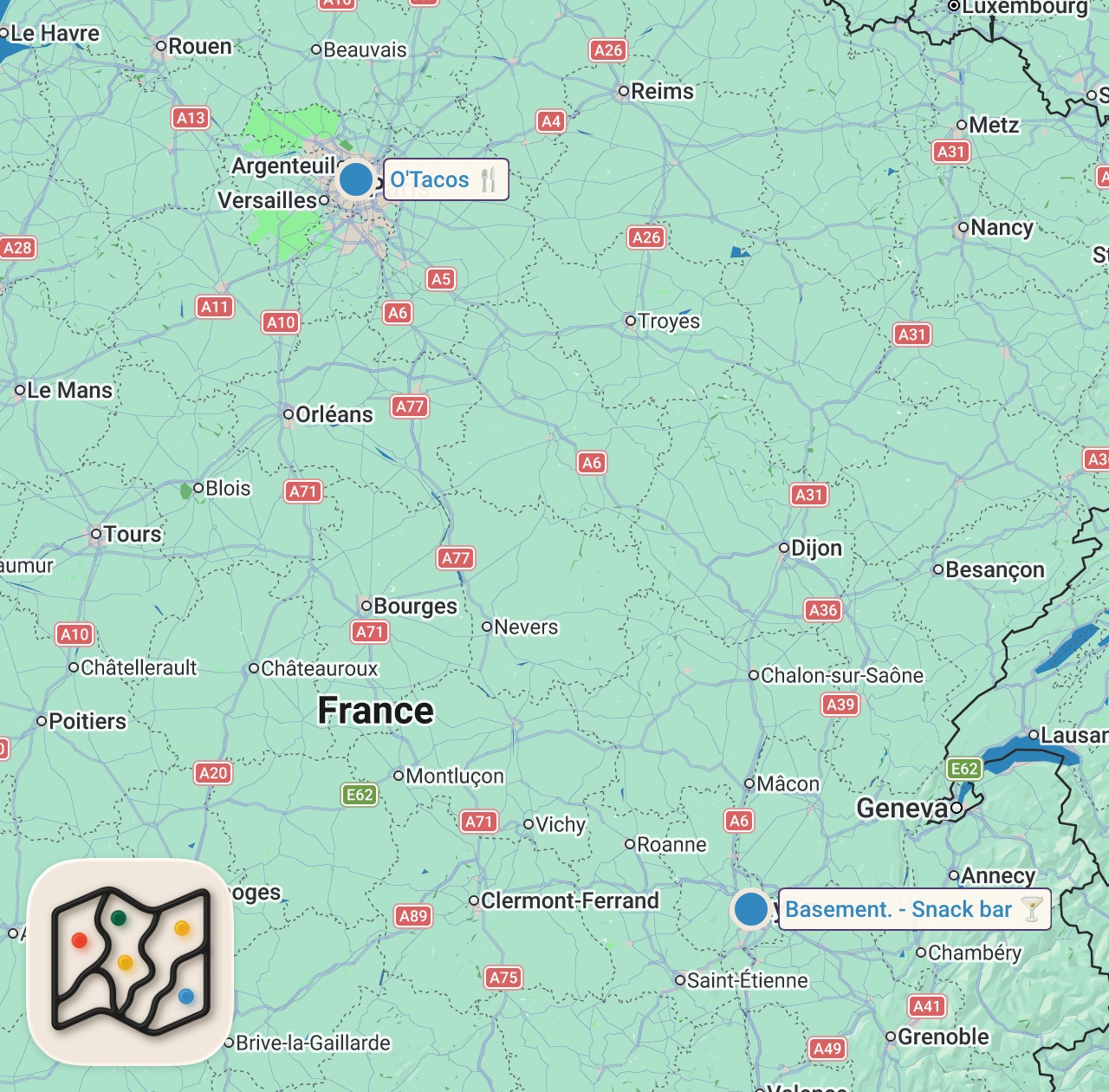 Map of 2 spots from French tacos – the fast-food pride of France