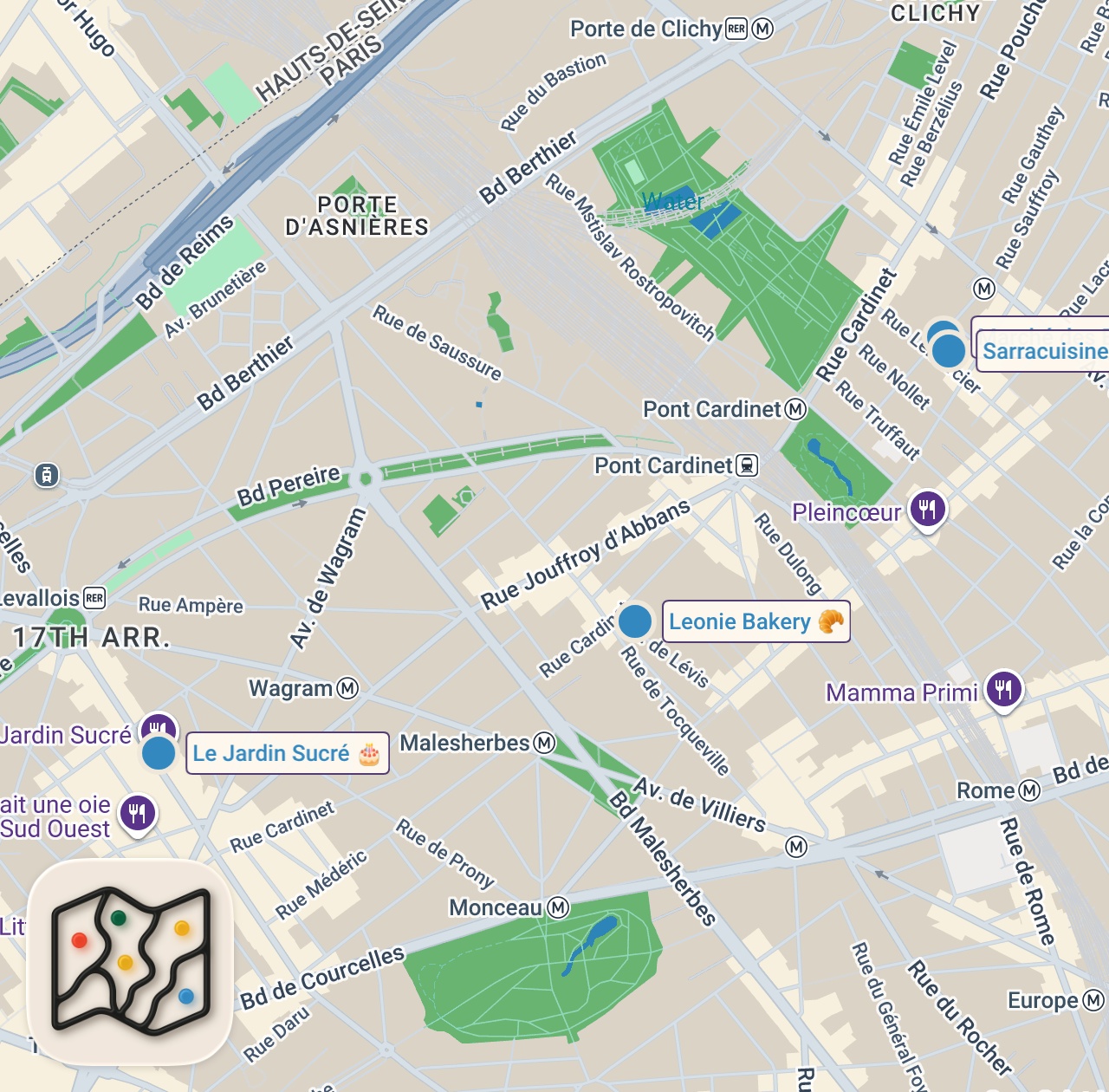 Map of 5 spots from French Food Tour in PARIS, FRANCE (by a Local)!