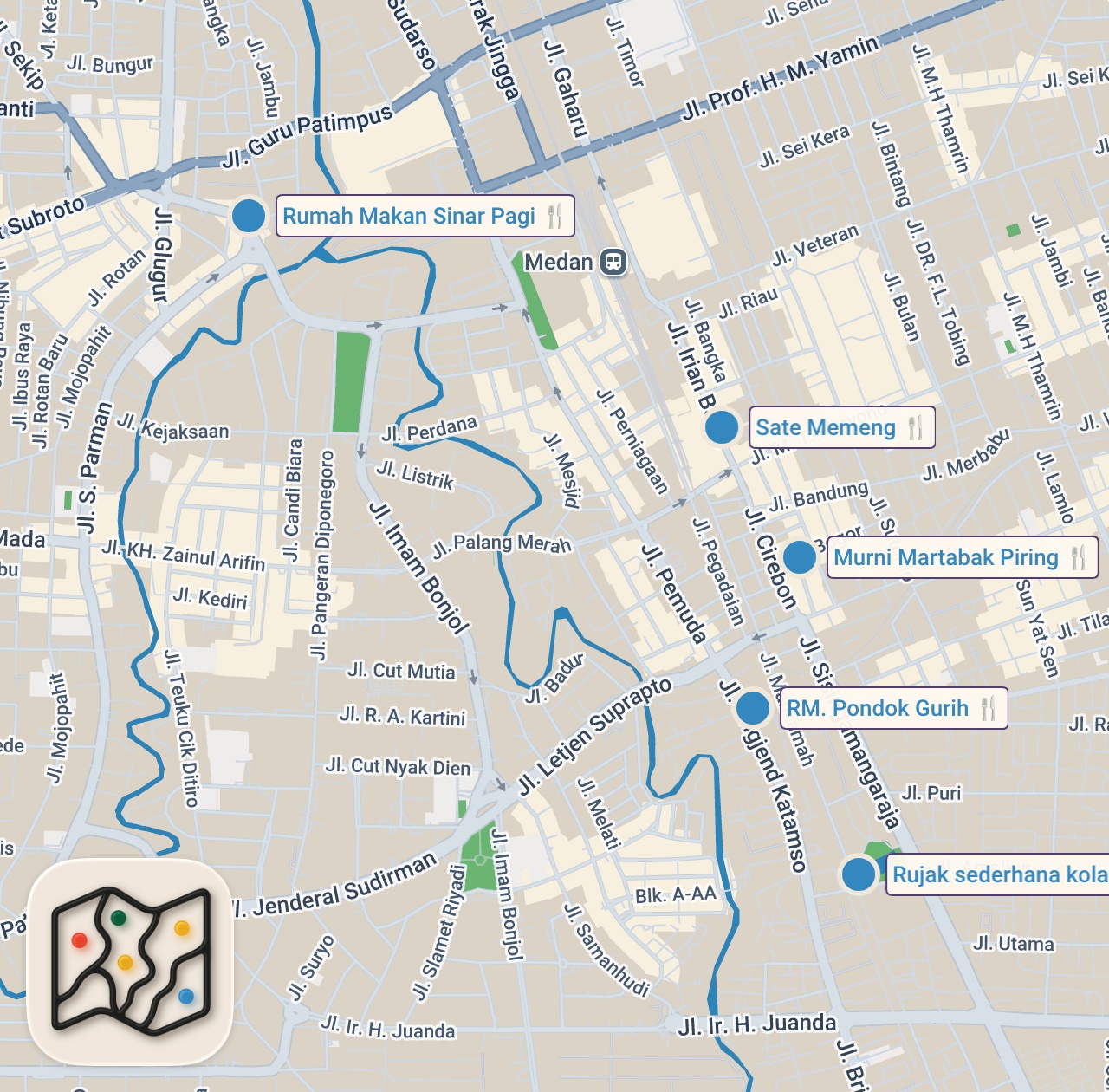 Map preview for Medan HALAL FOOD - 6 dishes you can't miss! Indonesian street food in MEDAN, Indonesia