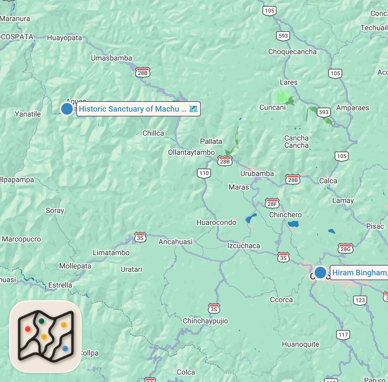 Map of 2 spots from Best Train In the World? | Wild Bucket List Train to Machu Picchu!
