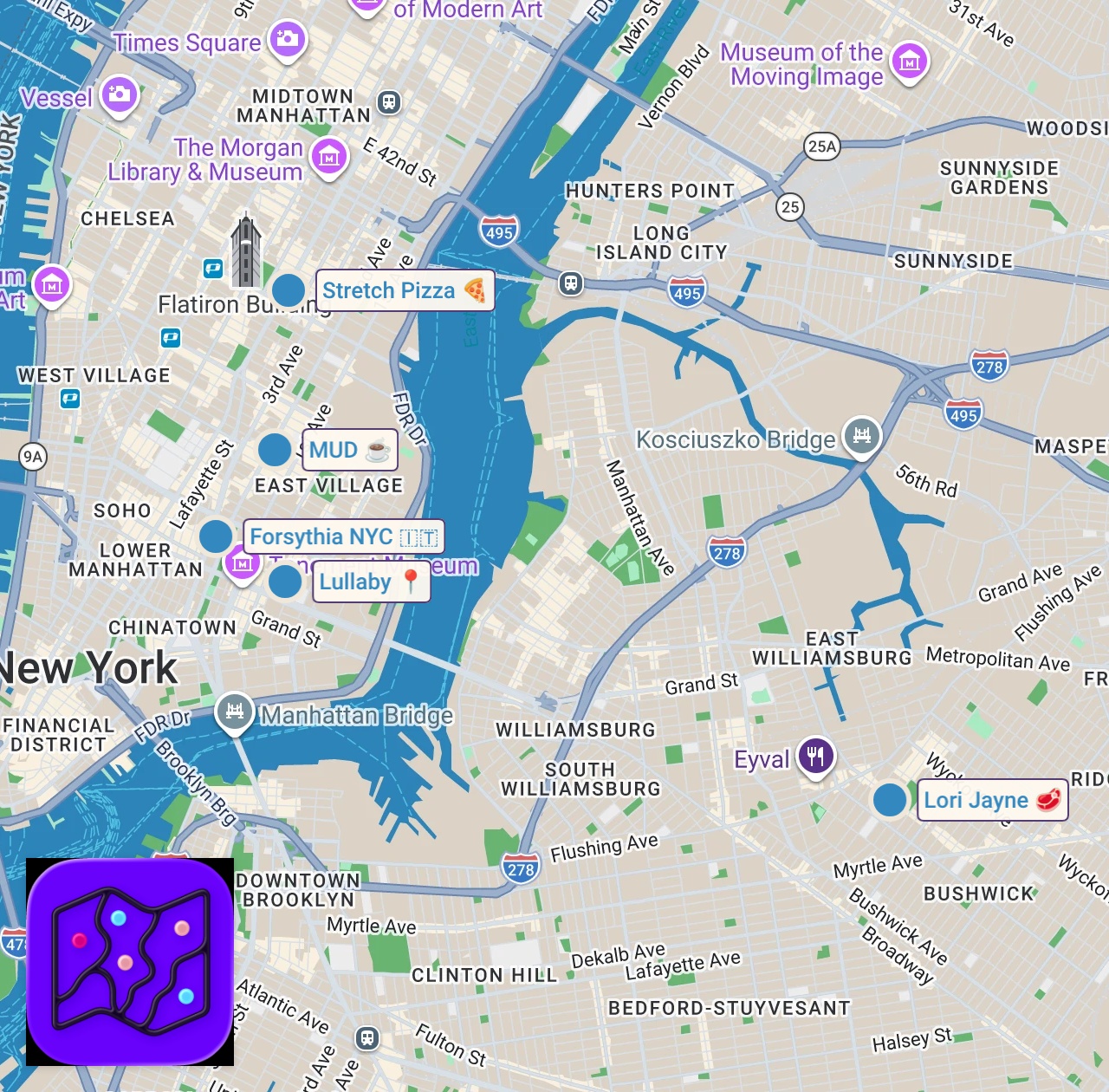 Map of 6 spots from "This is a perfect red sauce pasta" #shorts