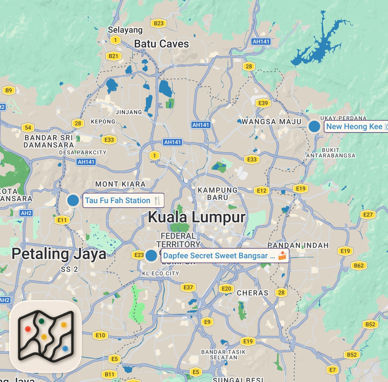Map preview for 🇲🇾 Street food in Malaysia - HUGE FISH HEAD + Street food tour in Kuala Lumpur, Malaysia