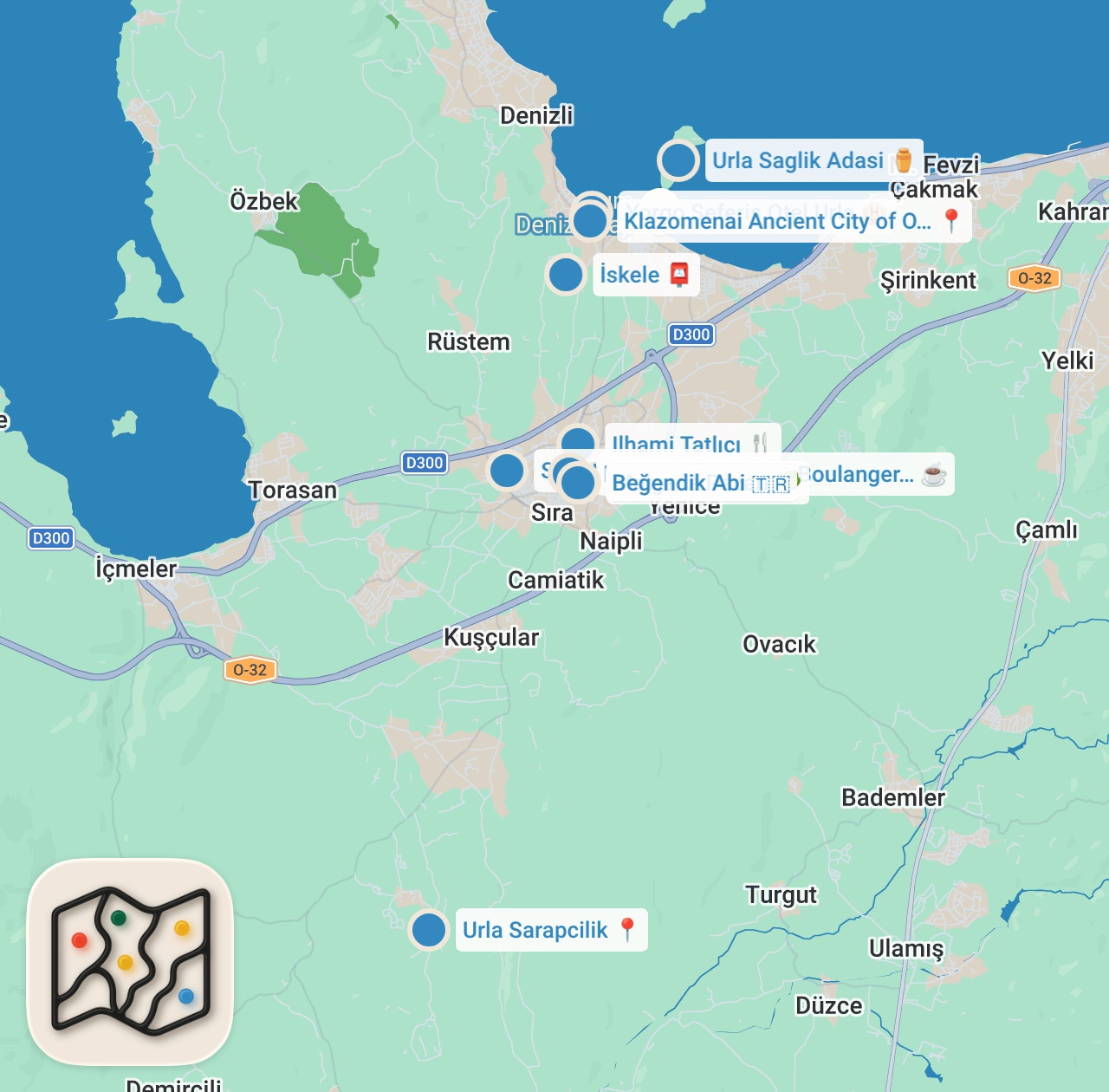 Map preview for Bambaşka Bir Urla - Urla Gezi Rehberi