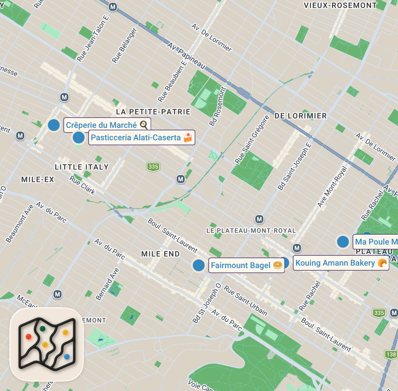 Map preview for 24 Hours of MONTREAL'S Best Food (pt.2) 🇨🇦 Italian Sweets , Portuguese BBQ & More!