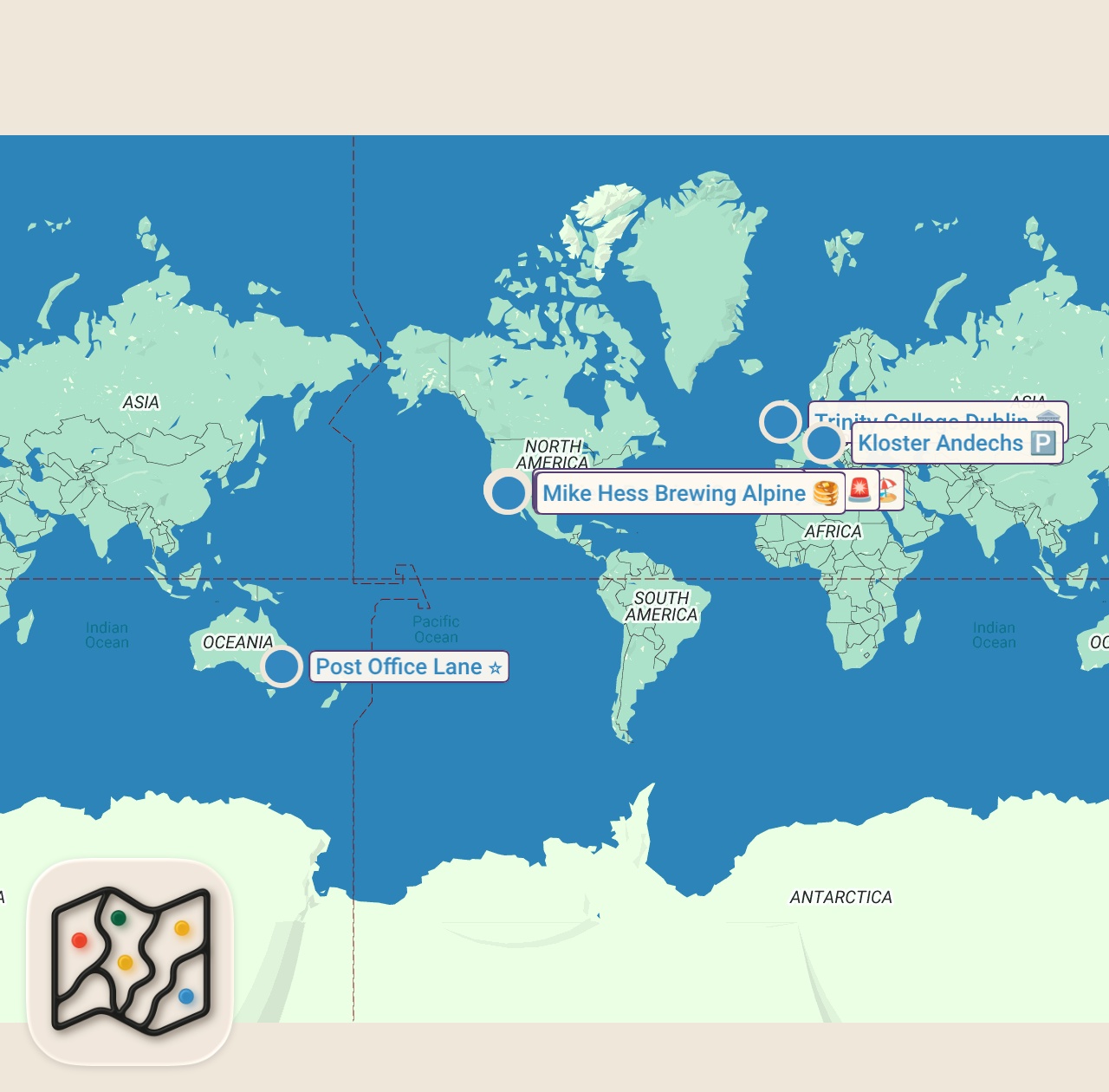 Map of 8 spots from Reading Your Fan Mail 😱😂