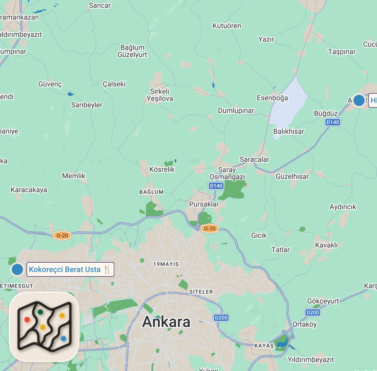 Map preview for CRAZY Street Food in ANKARA 🇹🇷 - MAKING GIGANTIC DONER KEBAB + AMAZING street food in Turkey