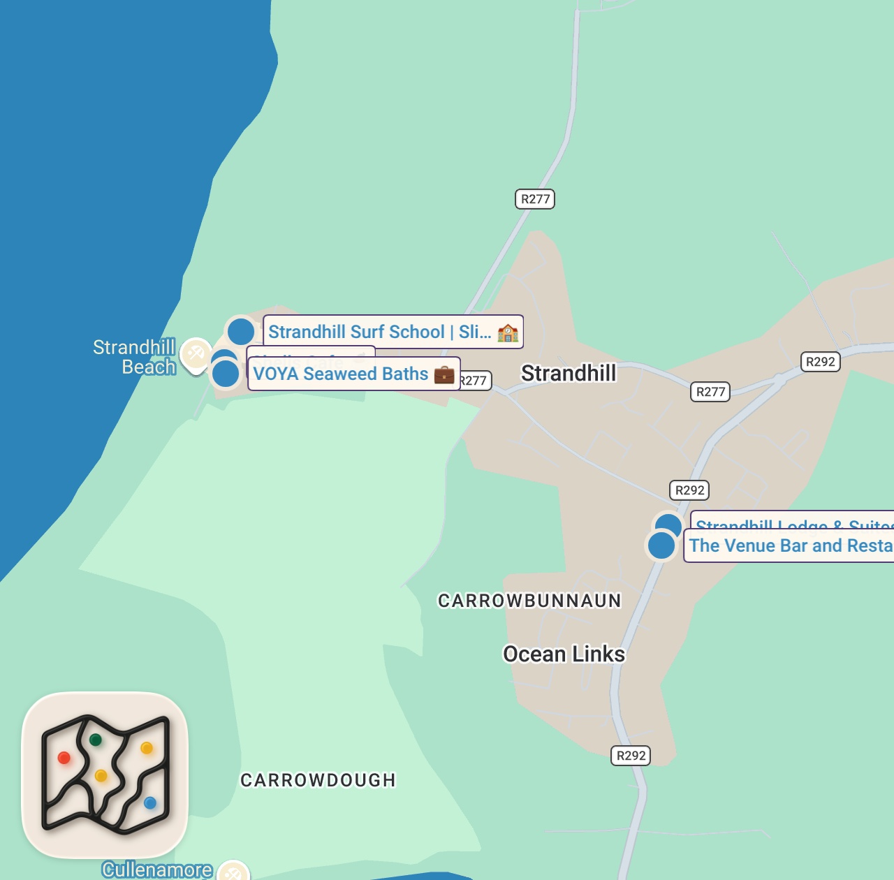 Map of 5 spots from SURFING IN IRELAND - IRELAND TRAVEL VLOG #1