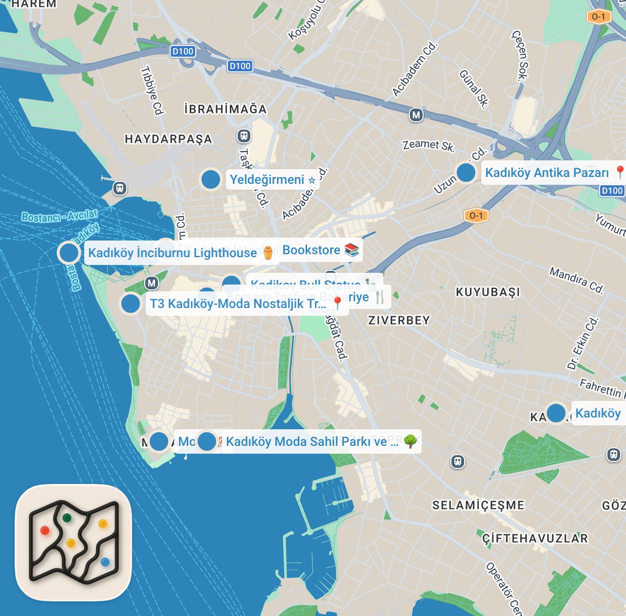 Map preview for Kadıköy Travel Guide: Hidden Gems & Local Favorites in Istanbul