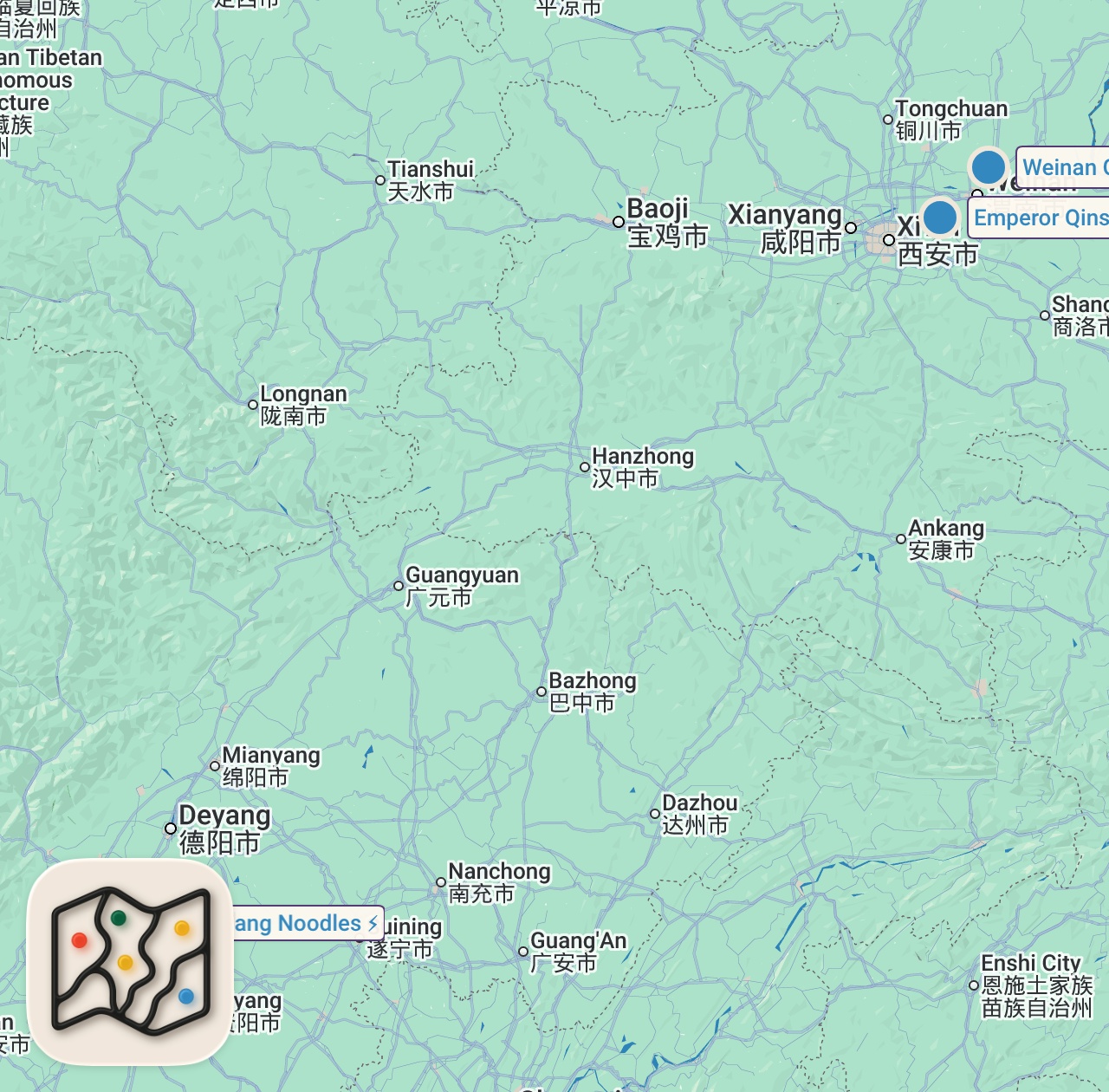 Map of 3 spots from Shocking Chinese Street Food - JACUZZI SOUP in Xi’an, China!!