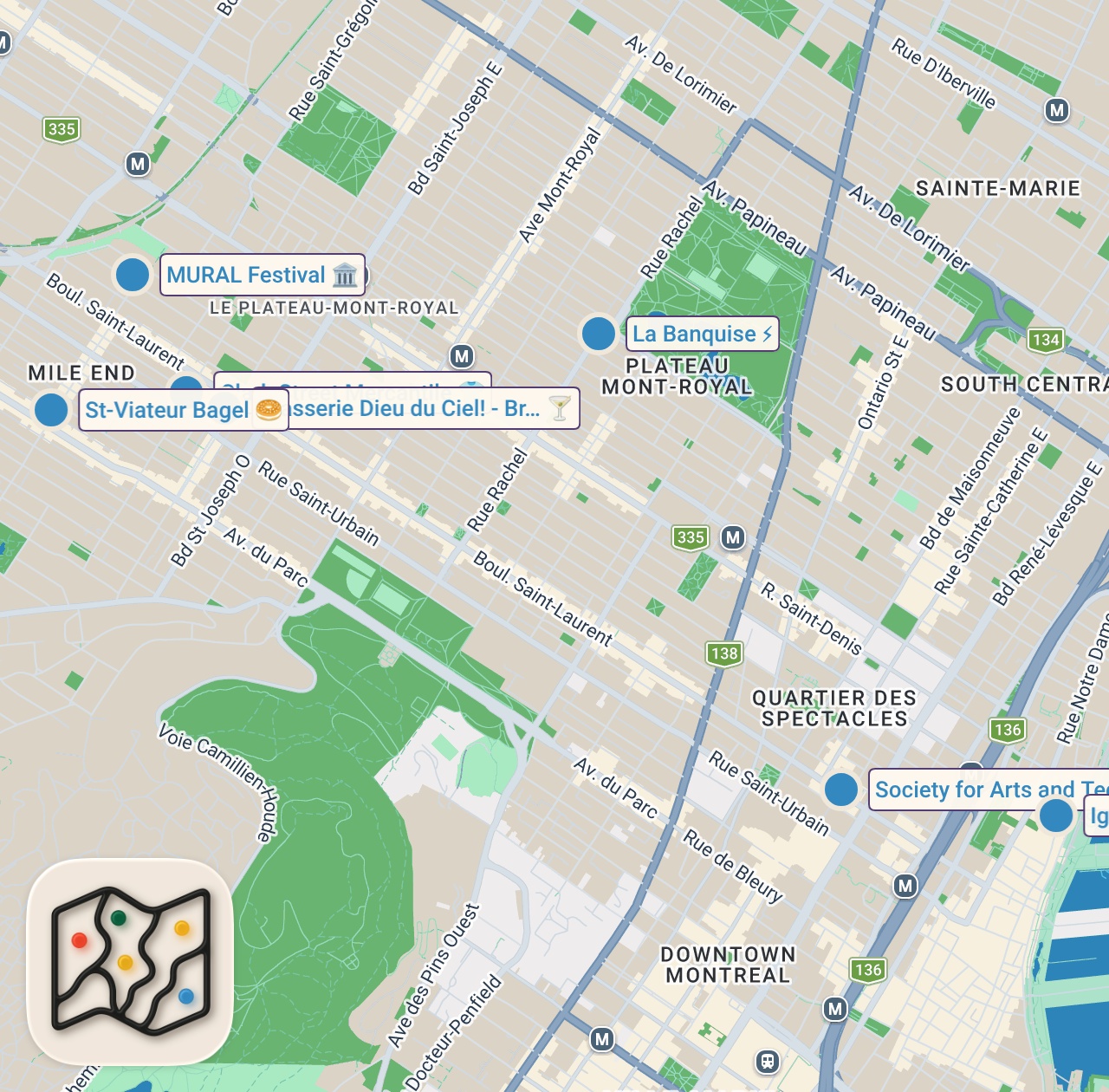 Map of 8 spots from IGLOOFEST MONTREAL  | QUEBEC TRAVEL VLOG # 2