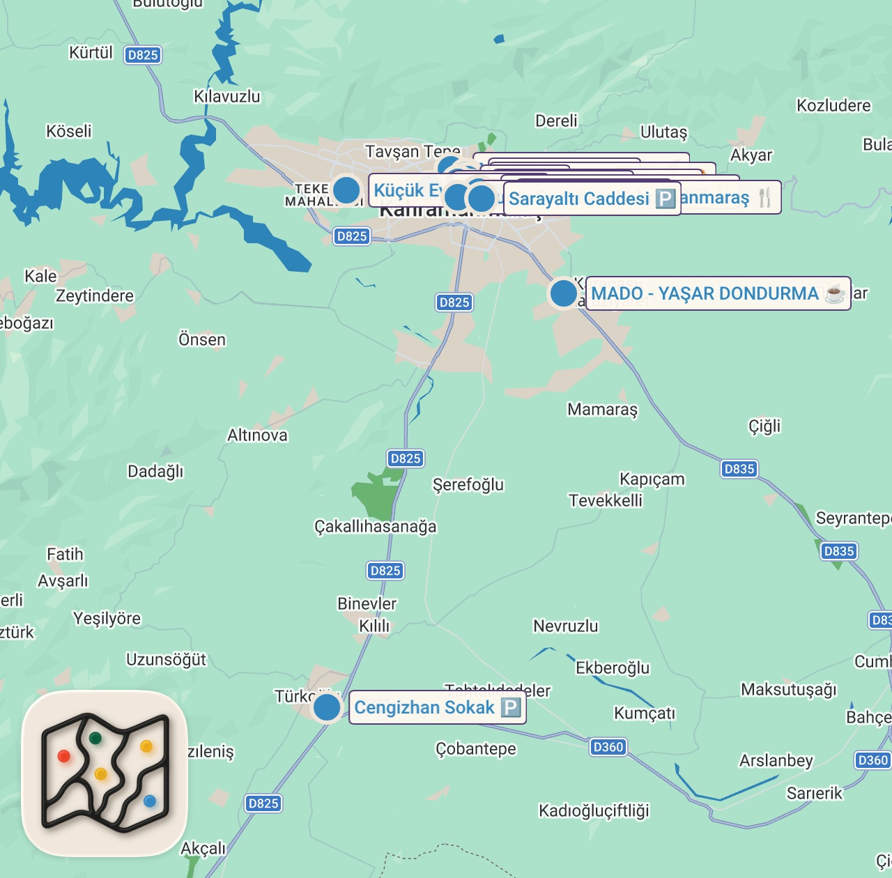 Map of 17 spots from KAHRAMANMARAŞ’TA BİR GÜNDE NE YENİR!!! DÜNYALARI YEDİM!!!