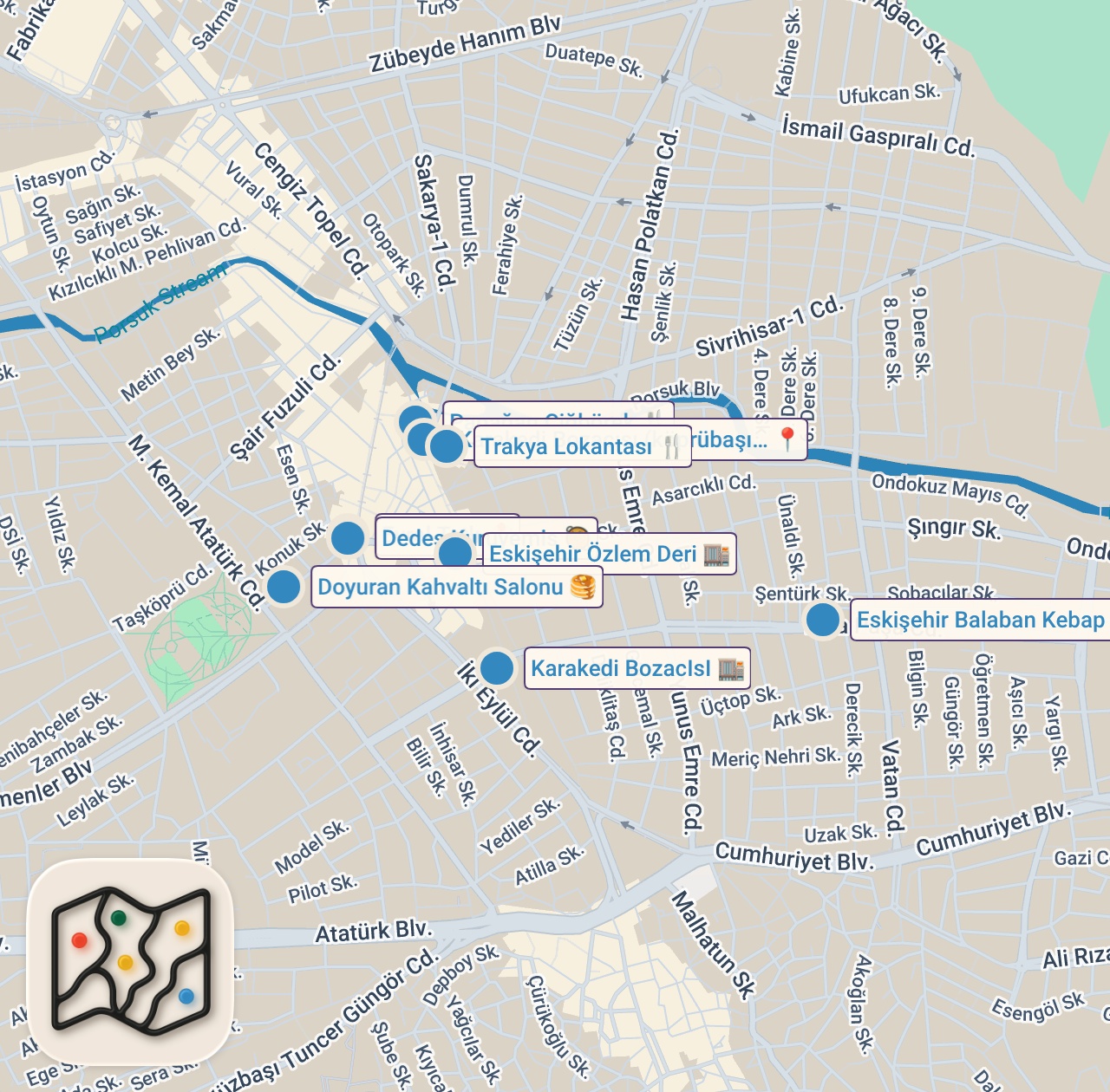 Map preview for 🇹🇷 STREET FOOD IN ESKİŞEHİR,  TURKEY - KING OF BALABAN KEBAB + ULTIMATE STREET FOOD TOUR IN TURKEY