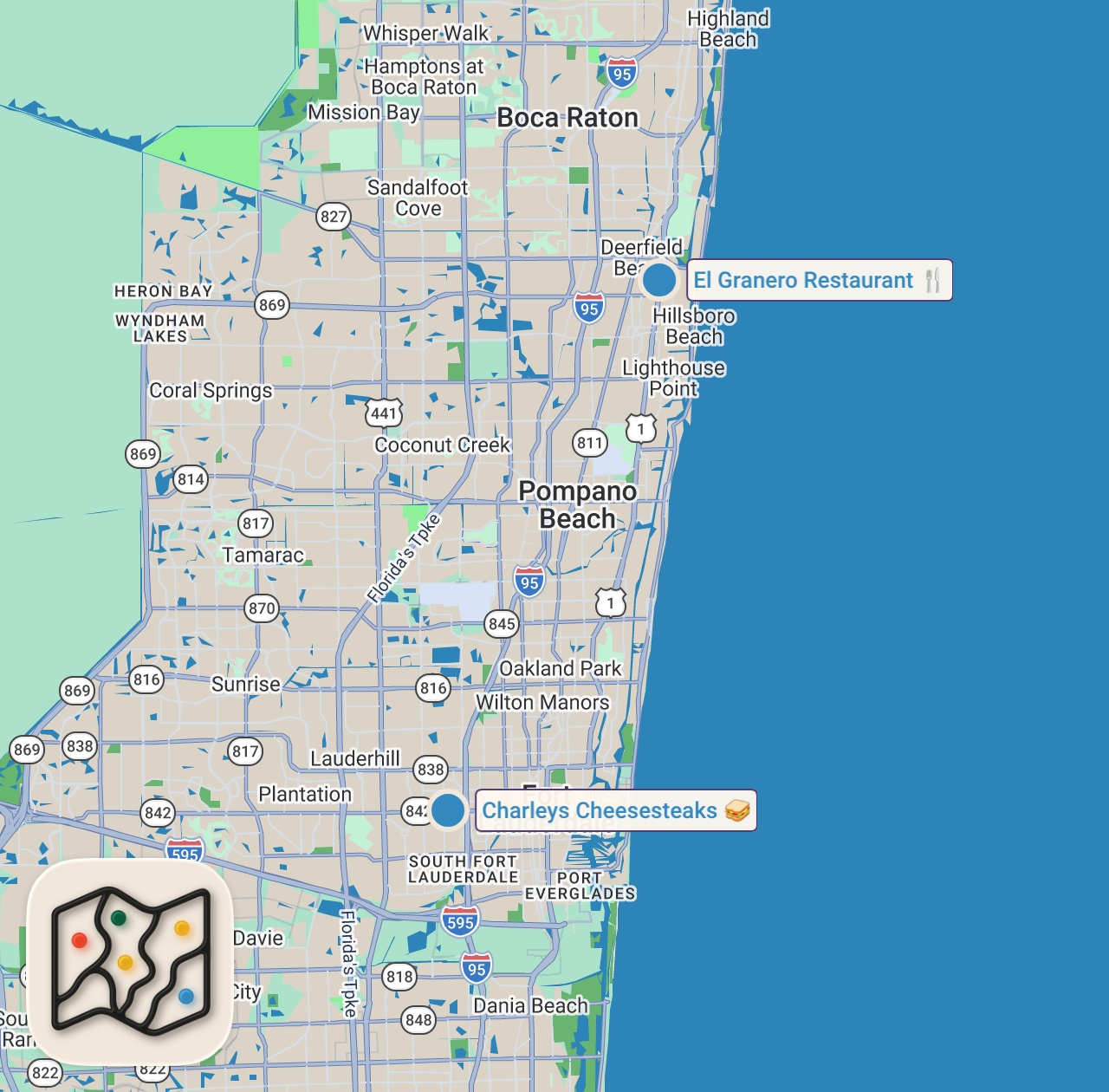 Map preview for Eating at Fast Food Restaurants I've Never Heard of... (South Florida)