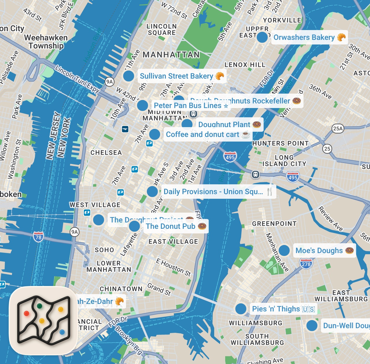 Map preview for The BEST DONUTS in New York