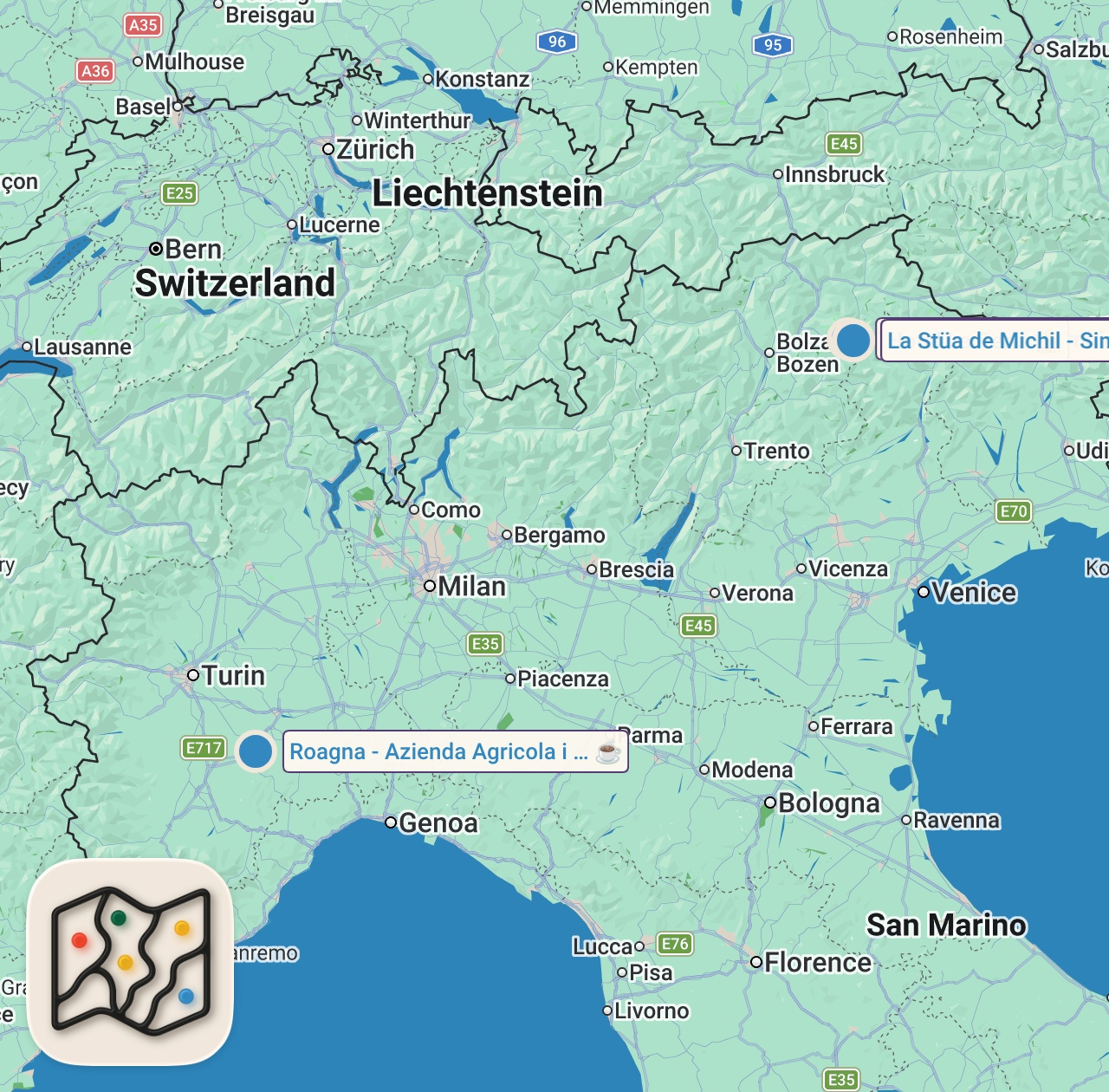 Map preview for Discovering ITALIAN MICHELIN Cooking, Hidden DEEP in the Dolomites | La Stua De Michil