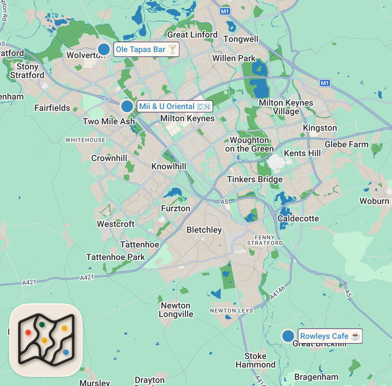 Map of 3 spots from I Ate In The UK's WEIRDEST City